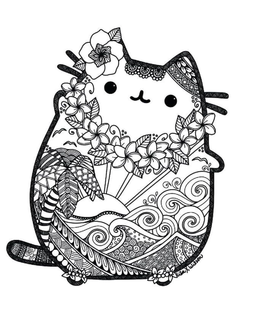 Cute Pusheen Mandala Coloring Page Mandala