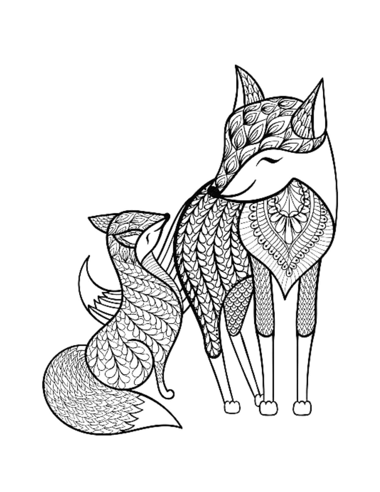 Mandala Beautiful Fox Coloring Page Mandalas
