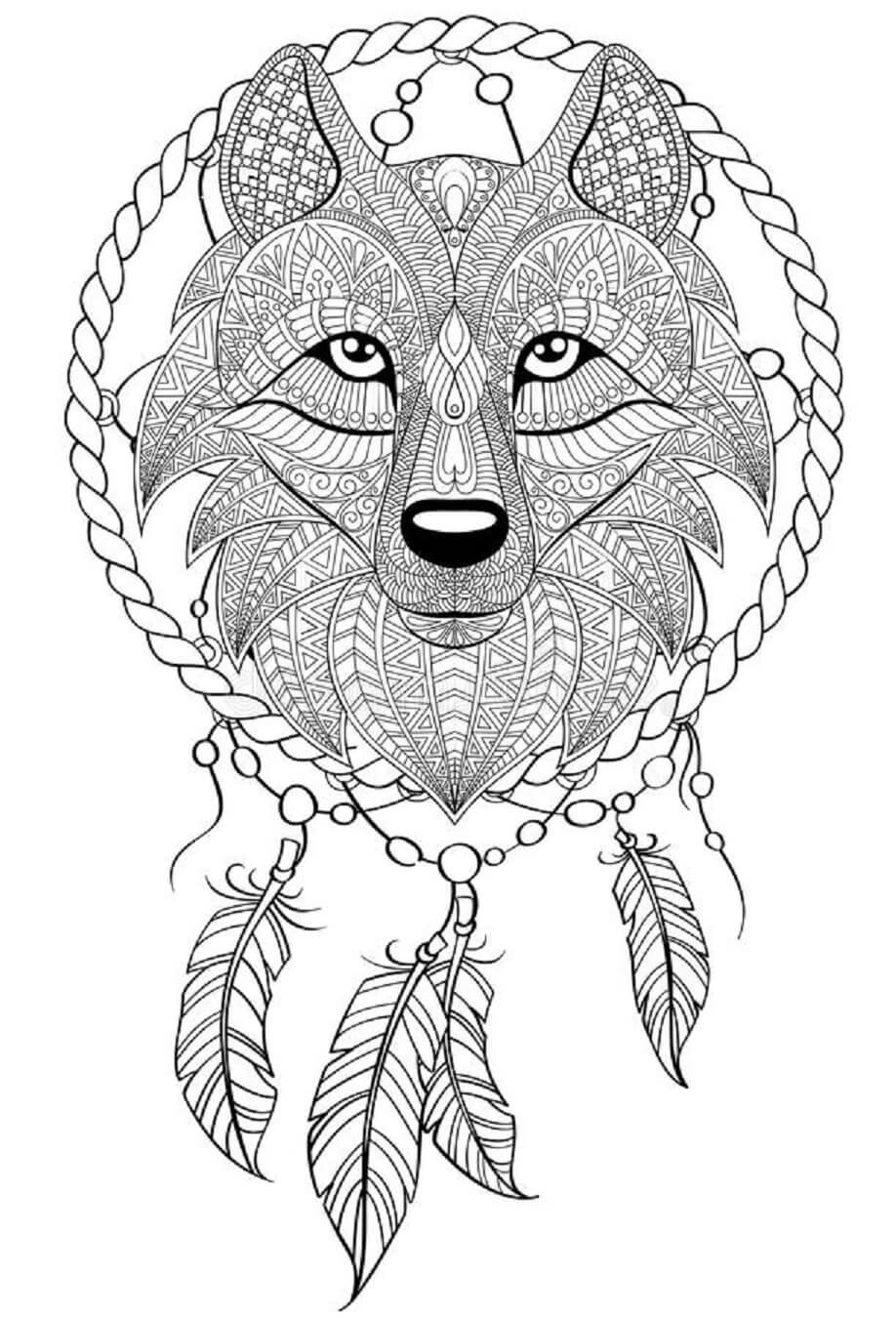 Mandala Beautiful Wolf Face Coloring Page Mandala