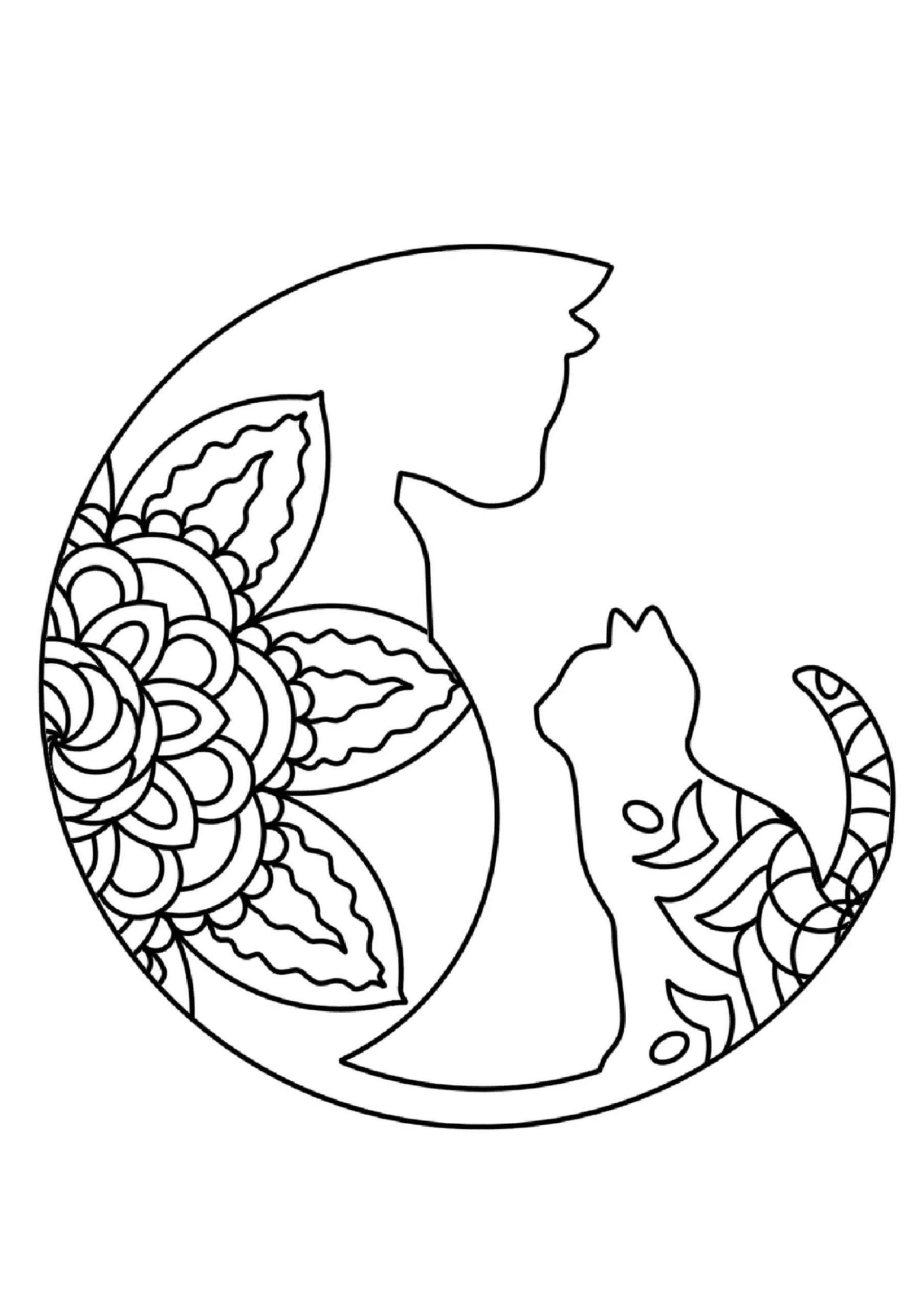 Mandala Cat Coloring Page – Sheet 2 Mandalas