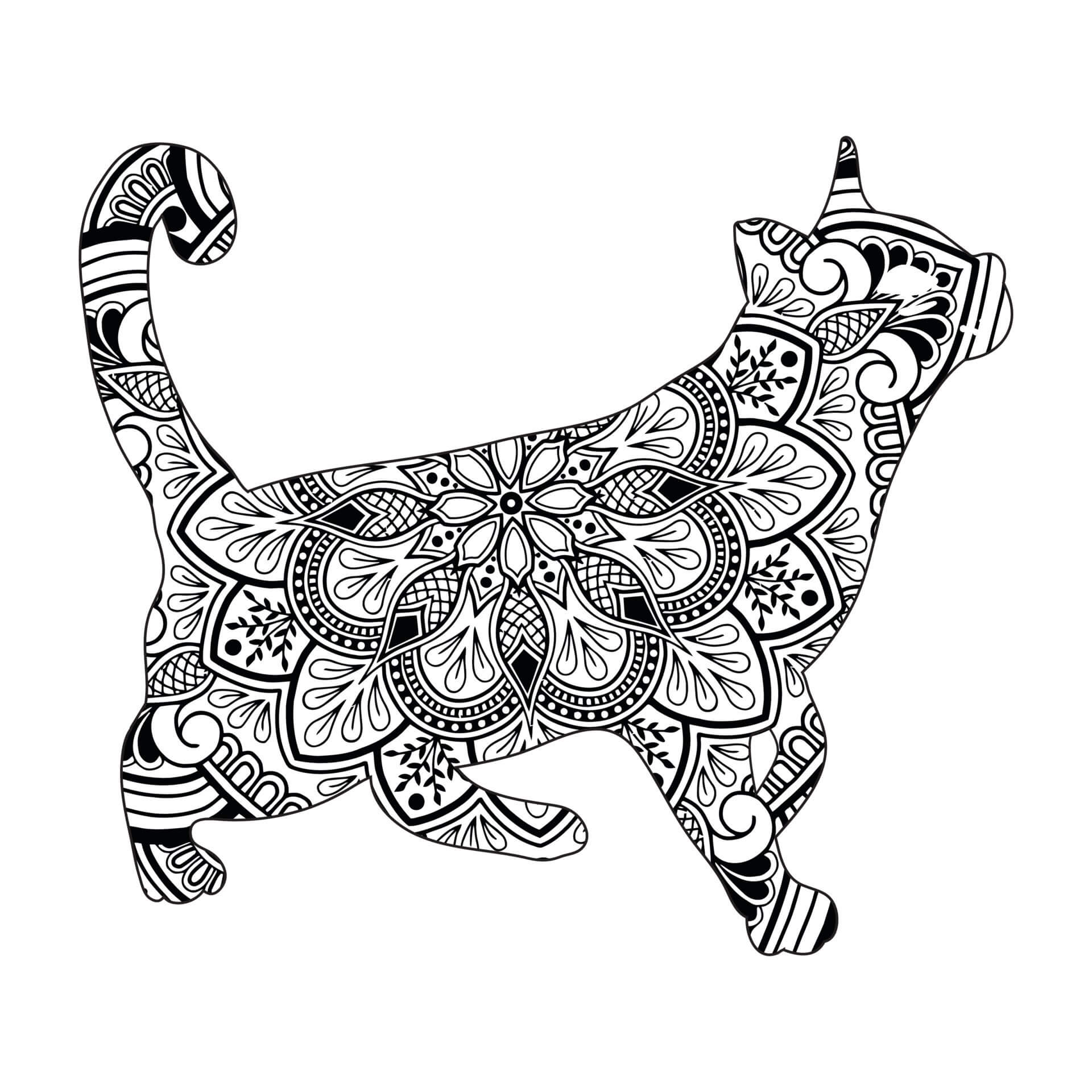 Mandala Cat Coloring Page – Sheet 8 Mandala