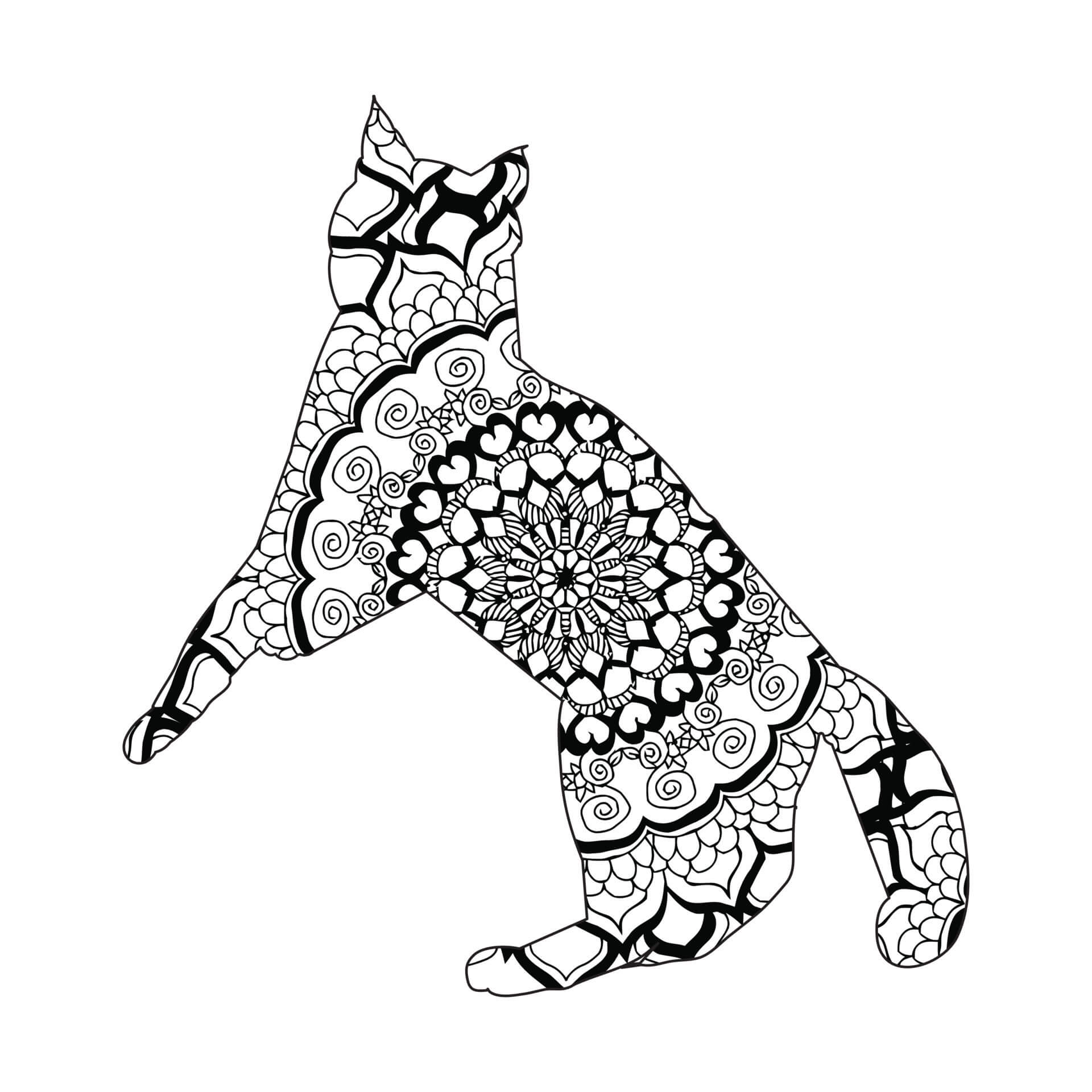 Mandala Cat Jumping Coloring Page Mandala