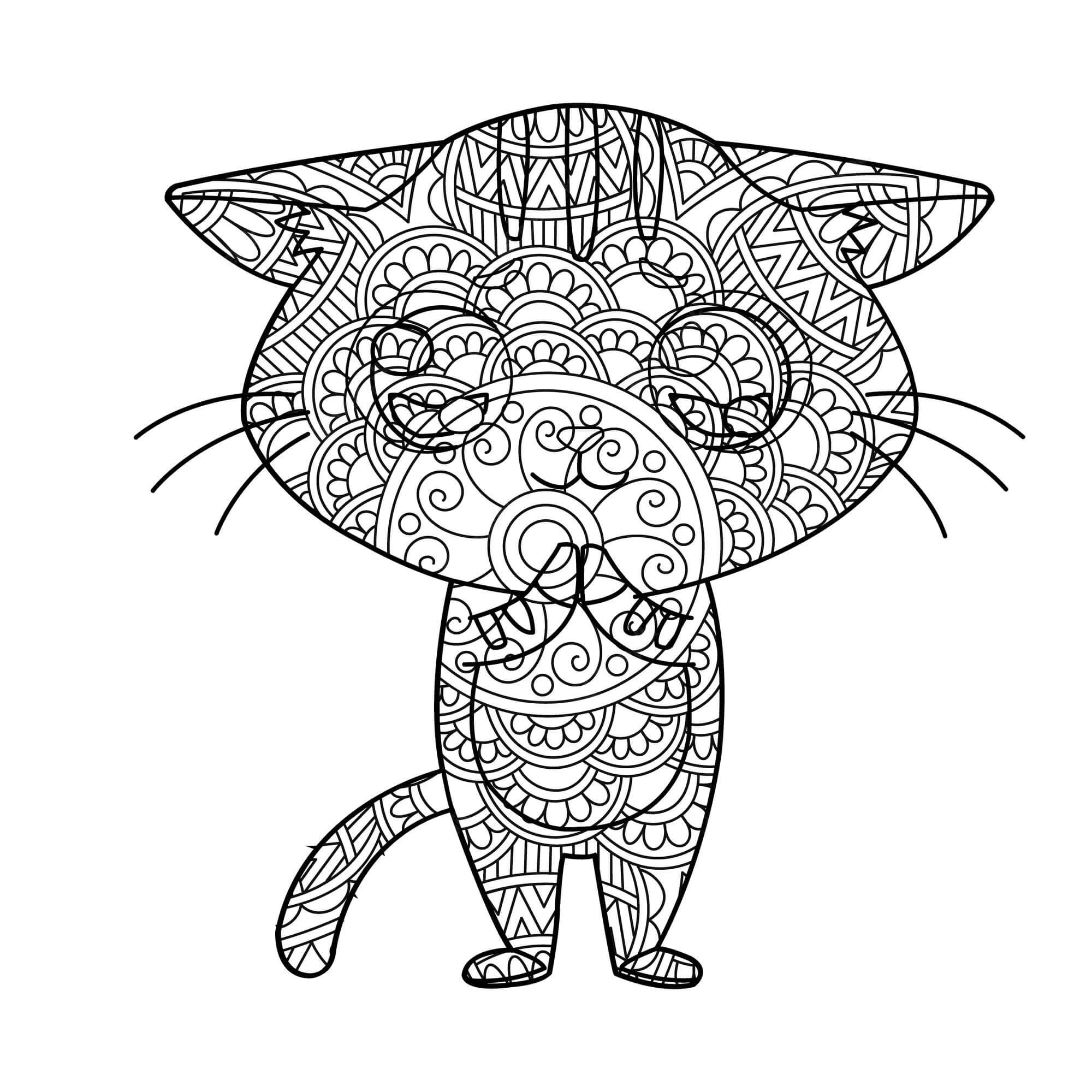 Mandala Cat Standing Coloring Page Mandala
