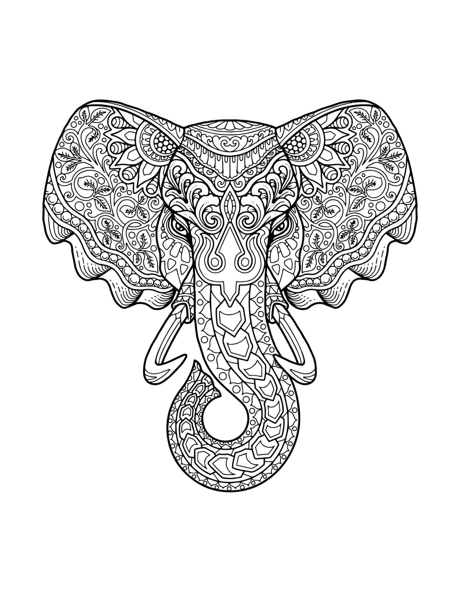 Mandala Cool Elephant Head Coloring Page Mandalas