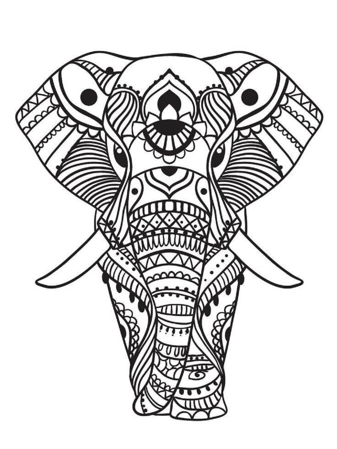 Mandala Cool Elephant Walking Coloring Page Mandalas