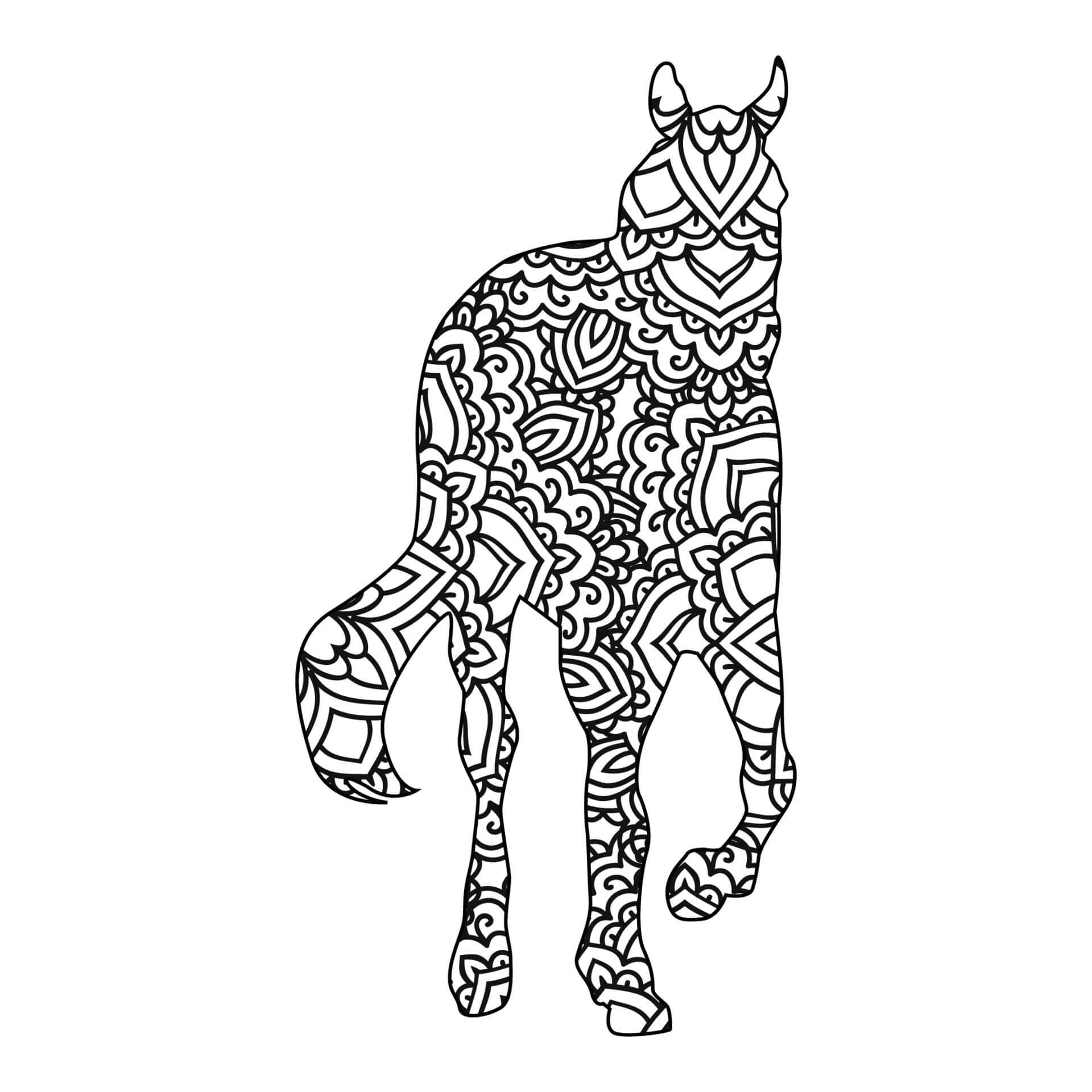 Mandala Cool Horse Walking Coloring Page Mandala