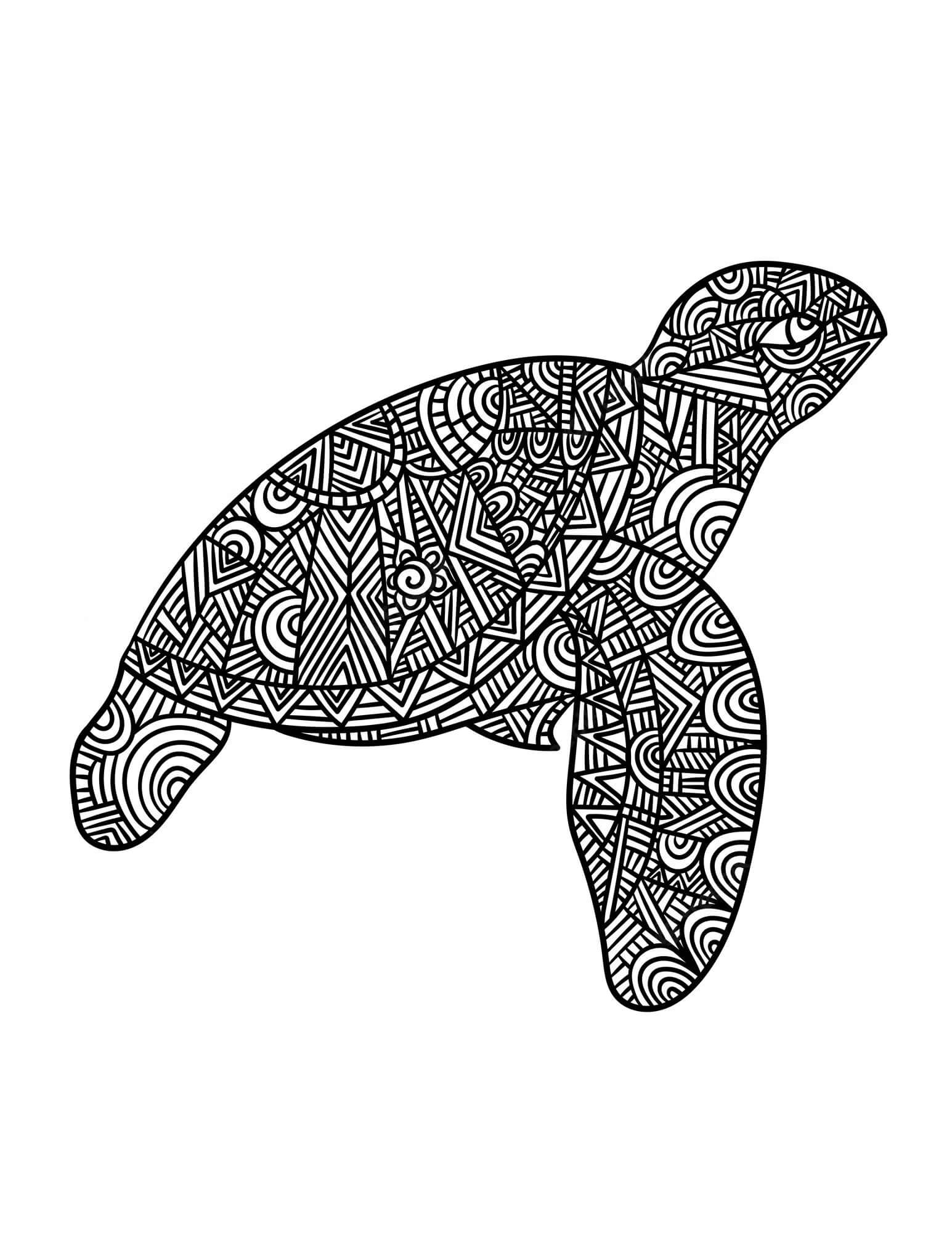 Mandala Cool Turtle Swimming Coloring Page Mandalas