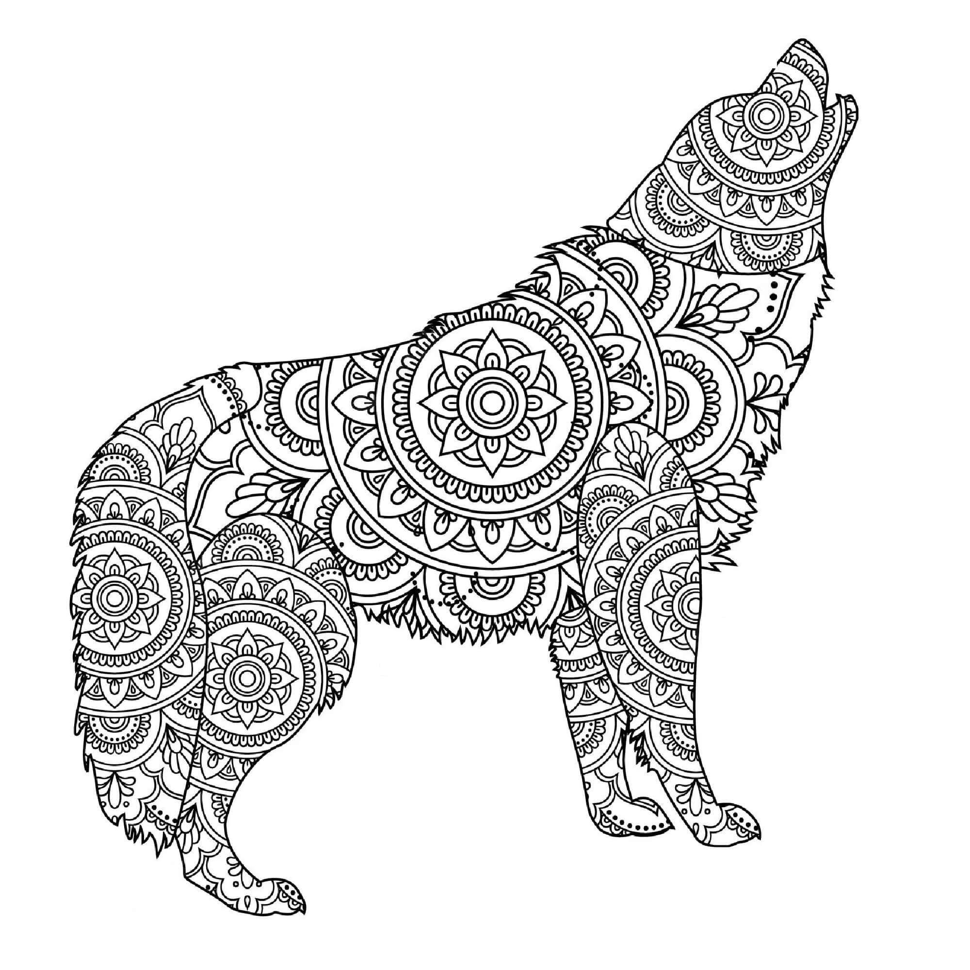 Mandala Cool Wolf Coloring Page Mandala