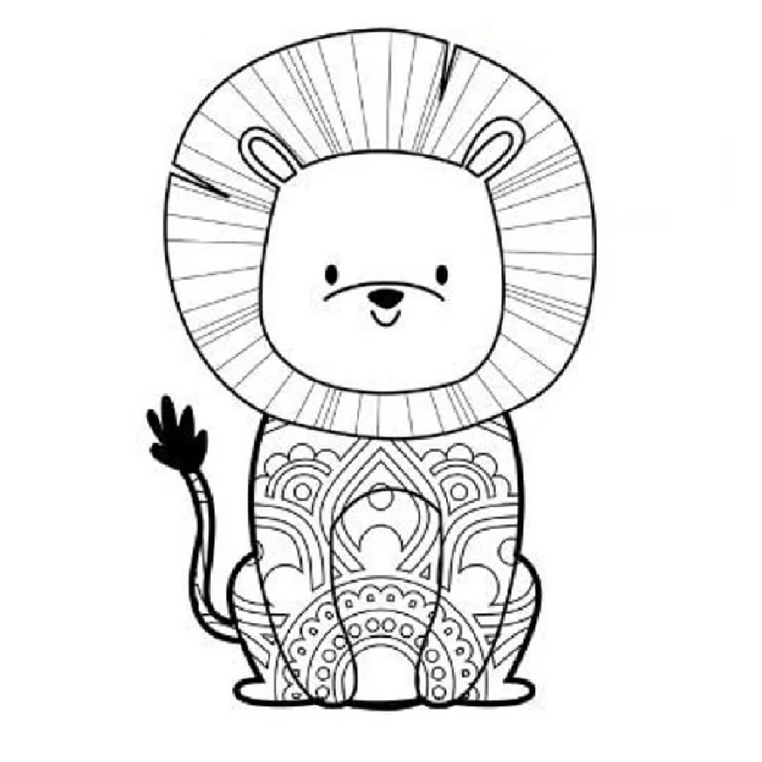 Mandala Cute Lion Coloring Page Mandalas
