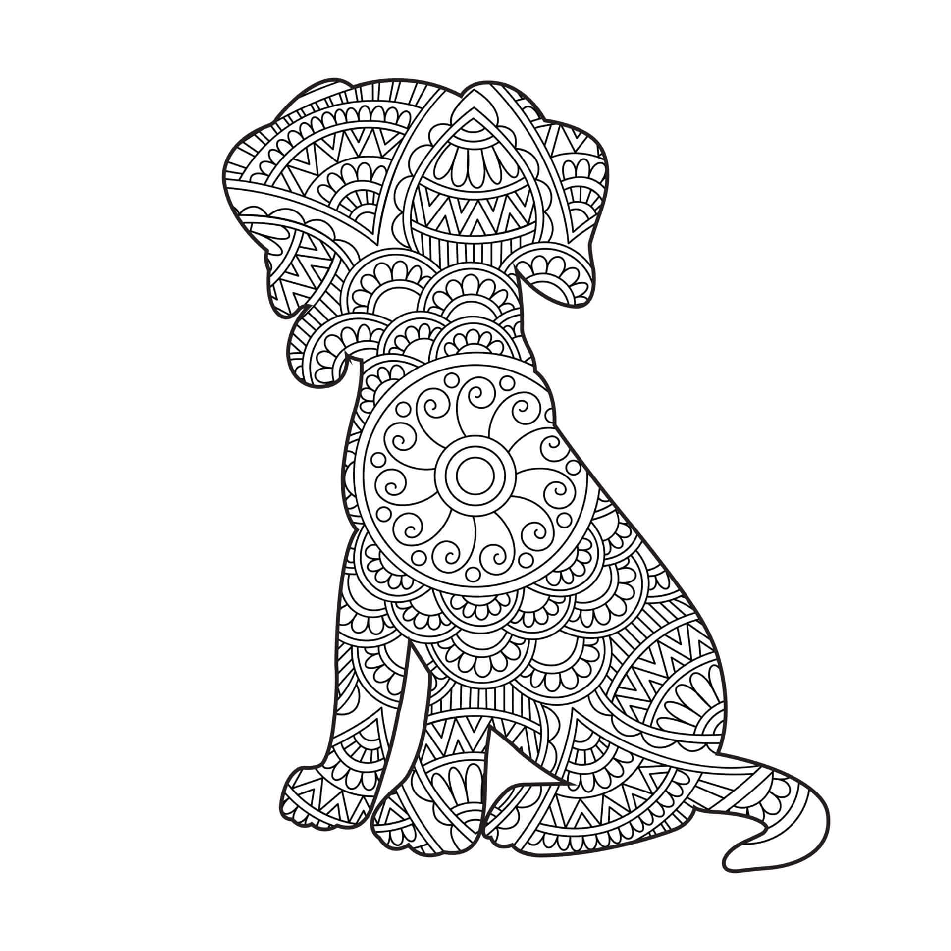 Mandala Dog Coloring Page – Sheet 12 Mandala