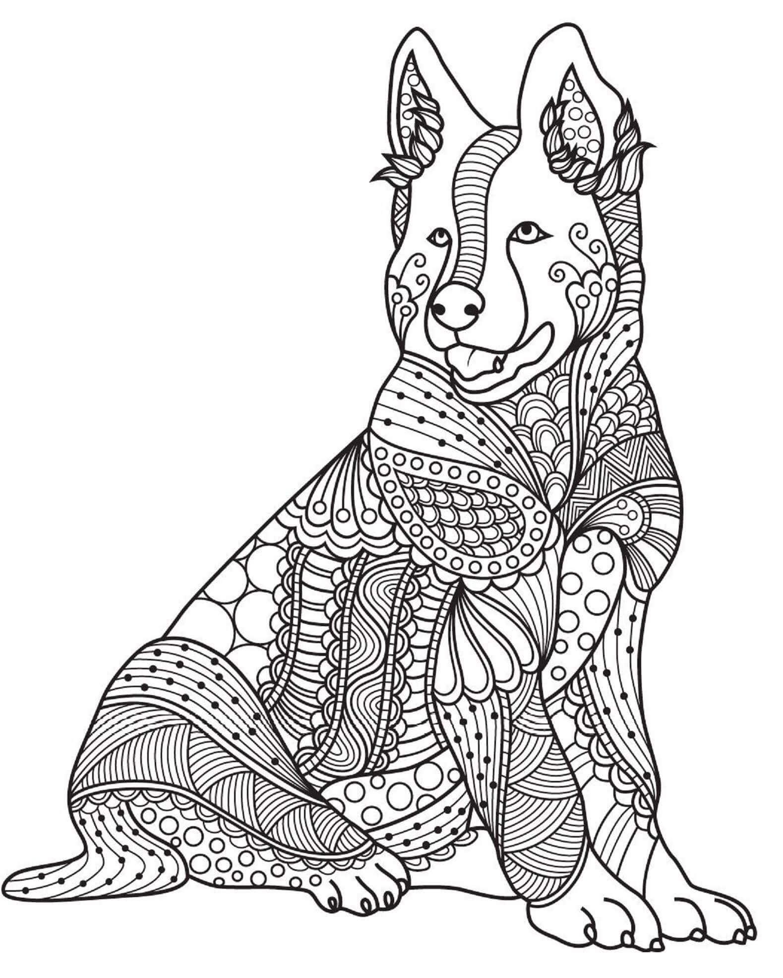 Mandala Dog Sitting Coloring Page Mandala