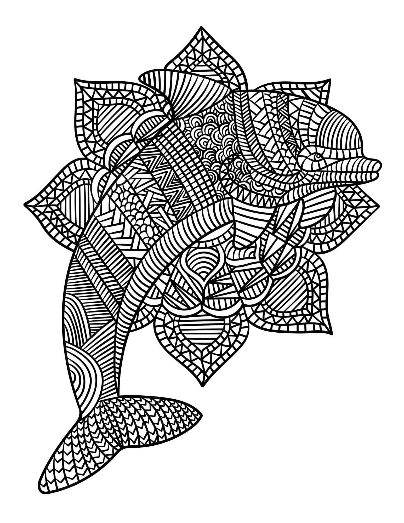 Mandala Dolphin Coloring Page - Sheet 2 Mandalas