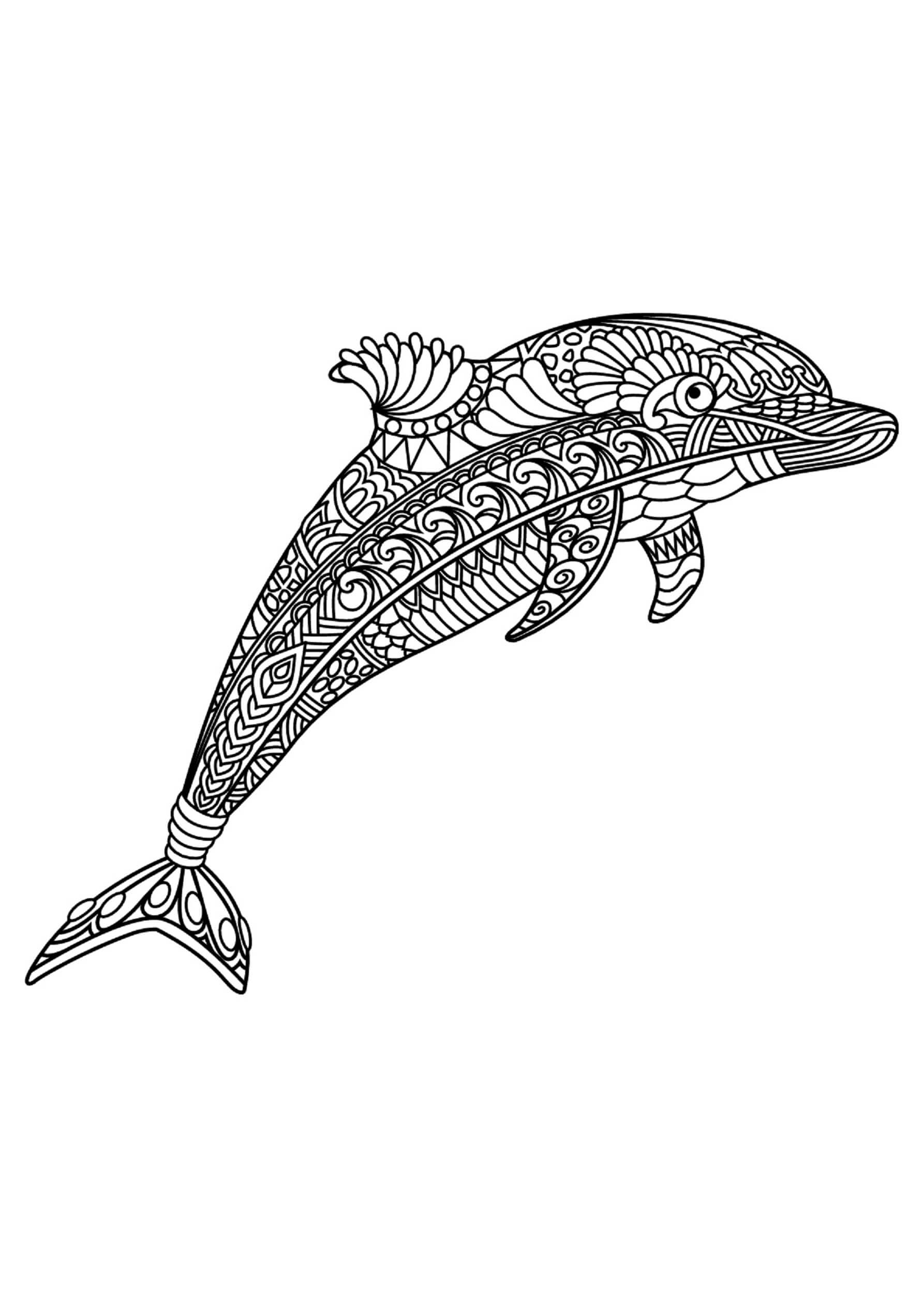 Mandala Dolphin Coloring Page - Sheet 4 Mandalas