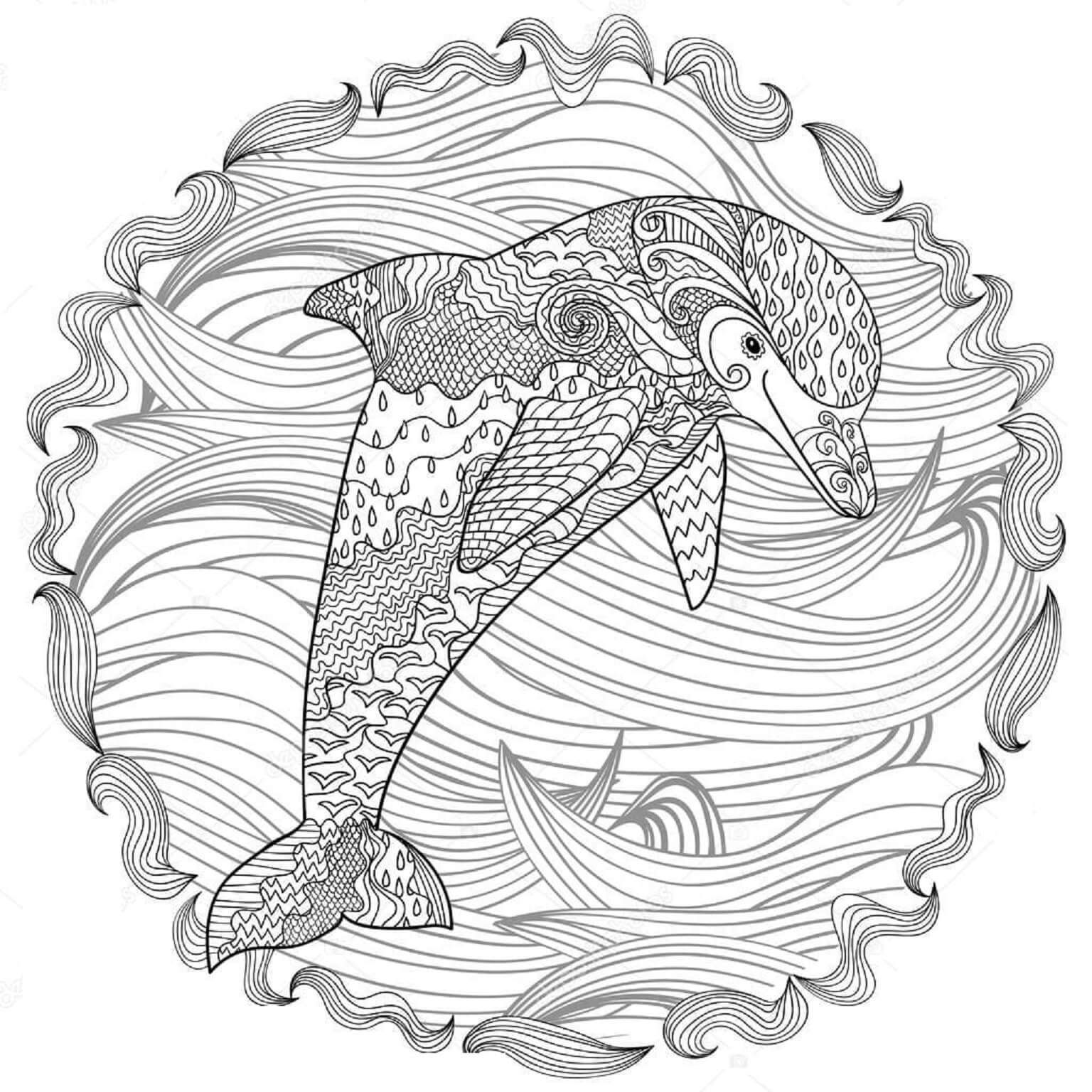 Mandala Dolphin Coloring Page - Sheet 8 Mandalas