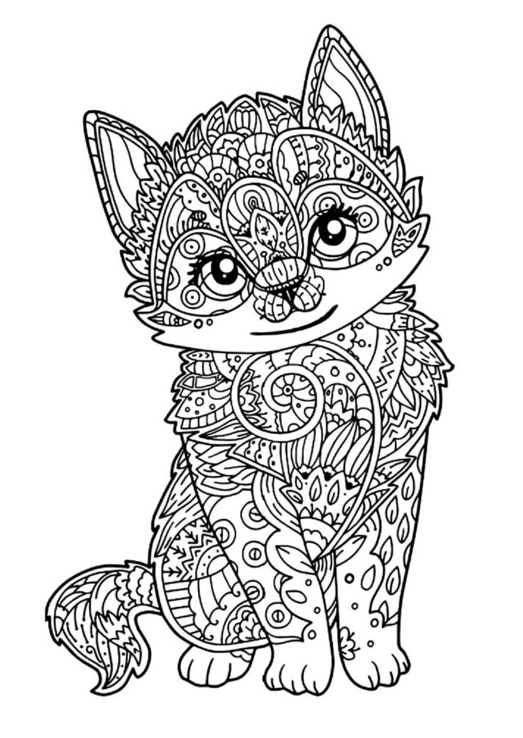 Mandala Fox Coloring Page - Sheet 5 Mandalas