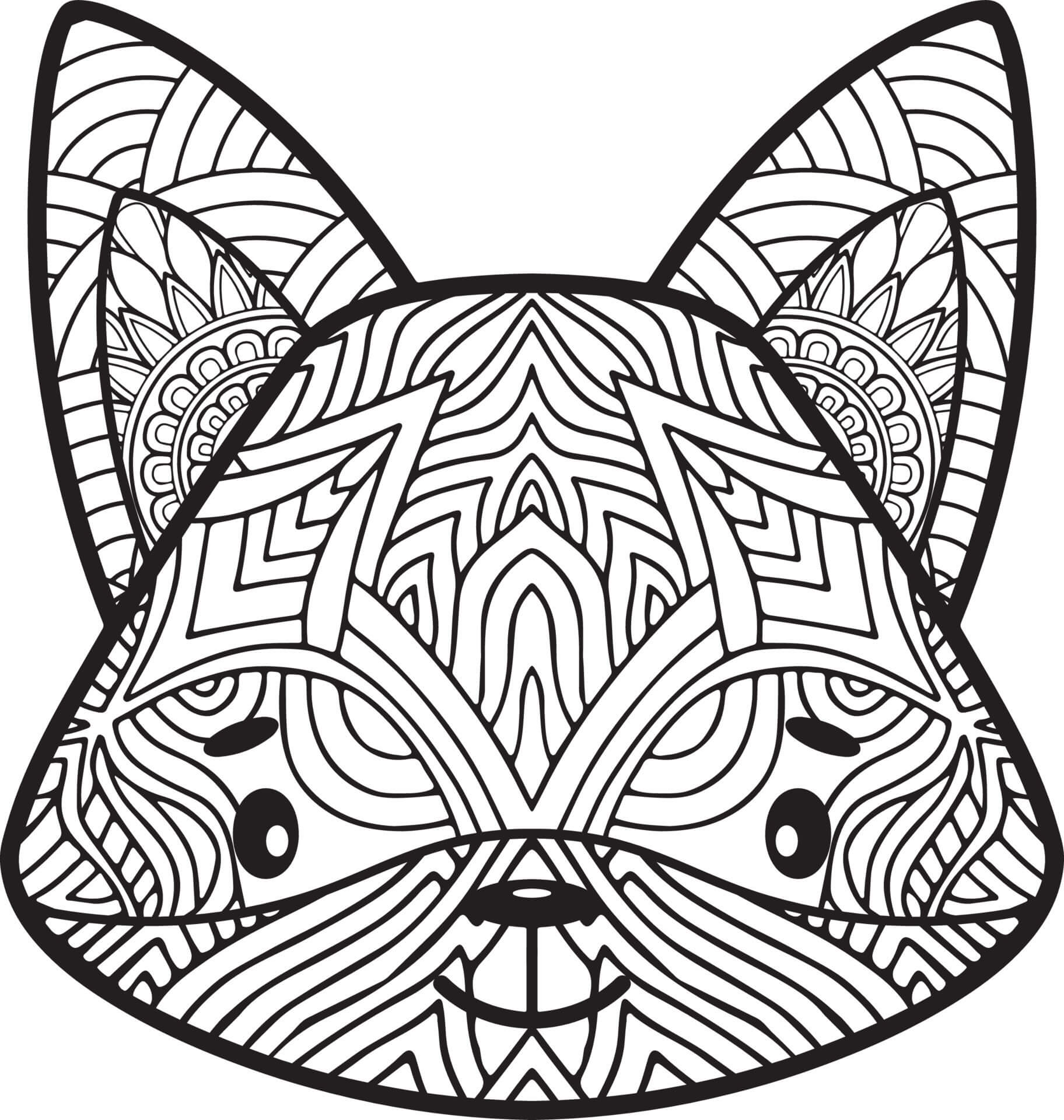 Mandala Fox Face Coloring Page Mandalas