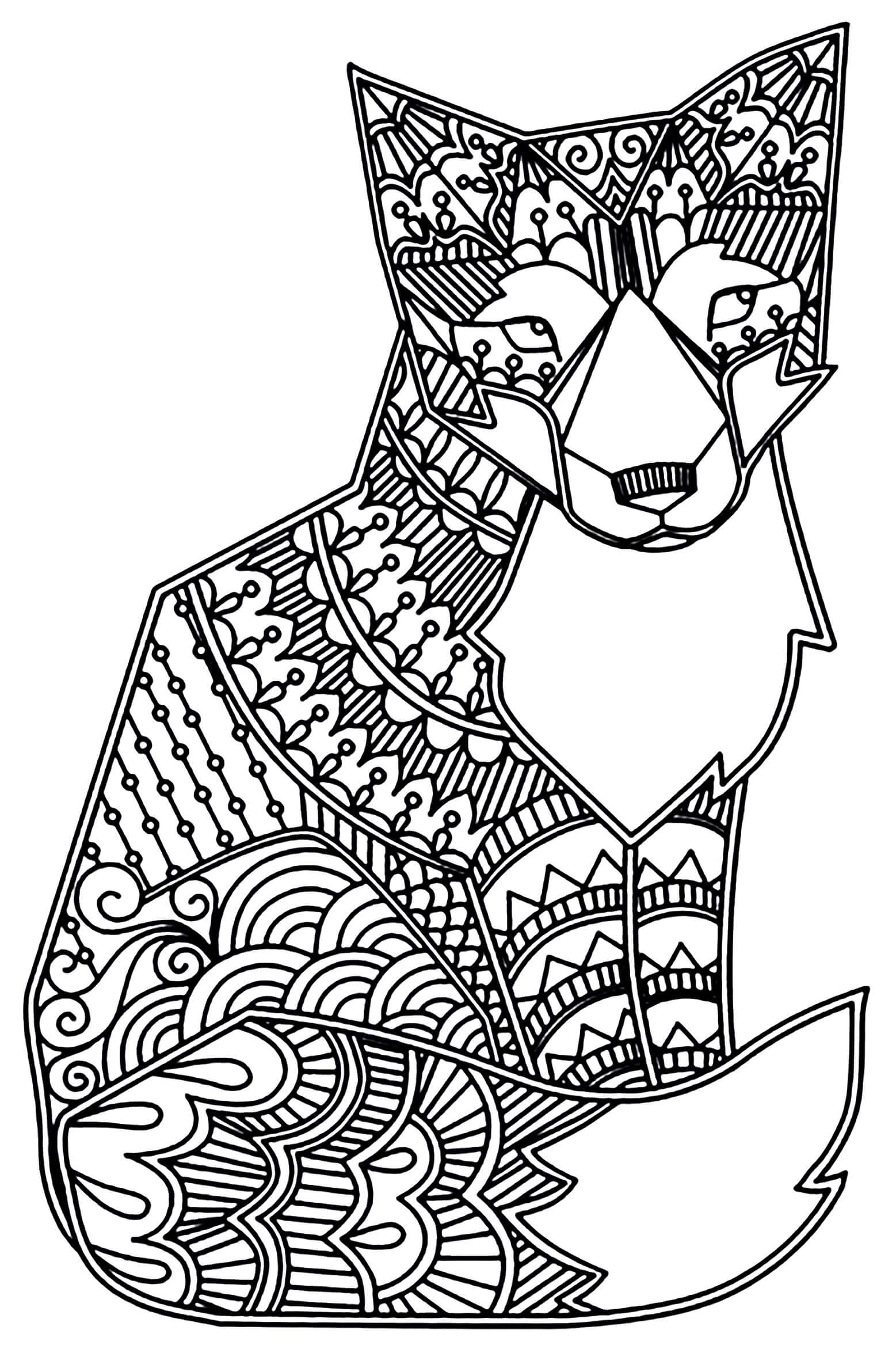 Mandala Fox Sitting Coloring Page Mandalas