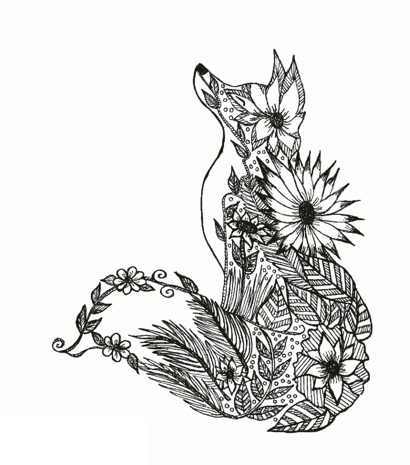 Mandala Fox With Flower Coloring Page Mandalas