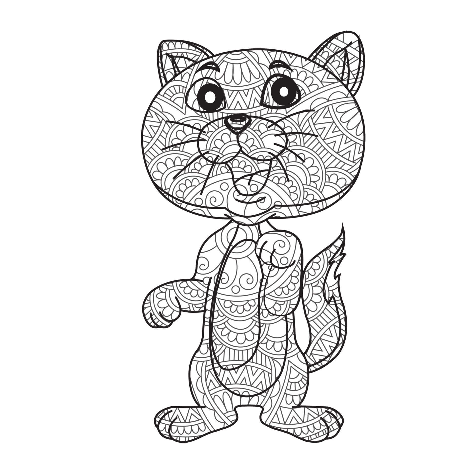 Mandala Fun Cat Coloring Page Mandala
