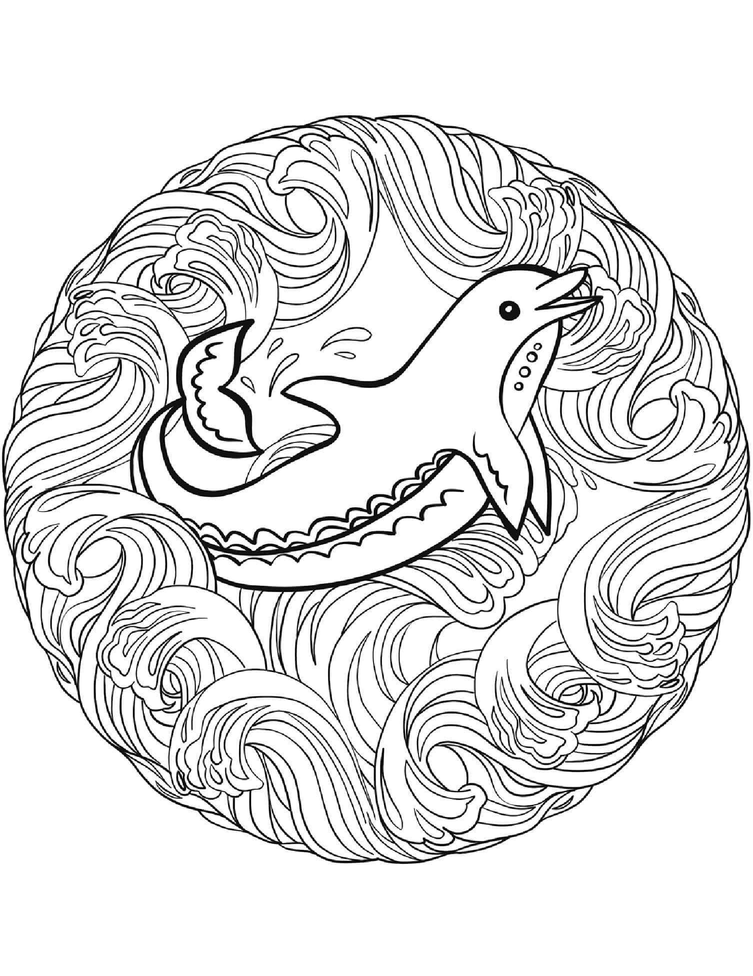 Mandala Fun Dolphin Coloring Page Mandalas