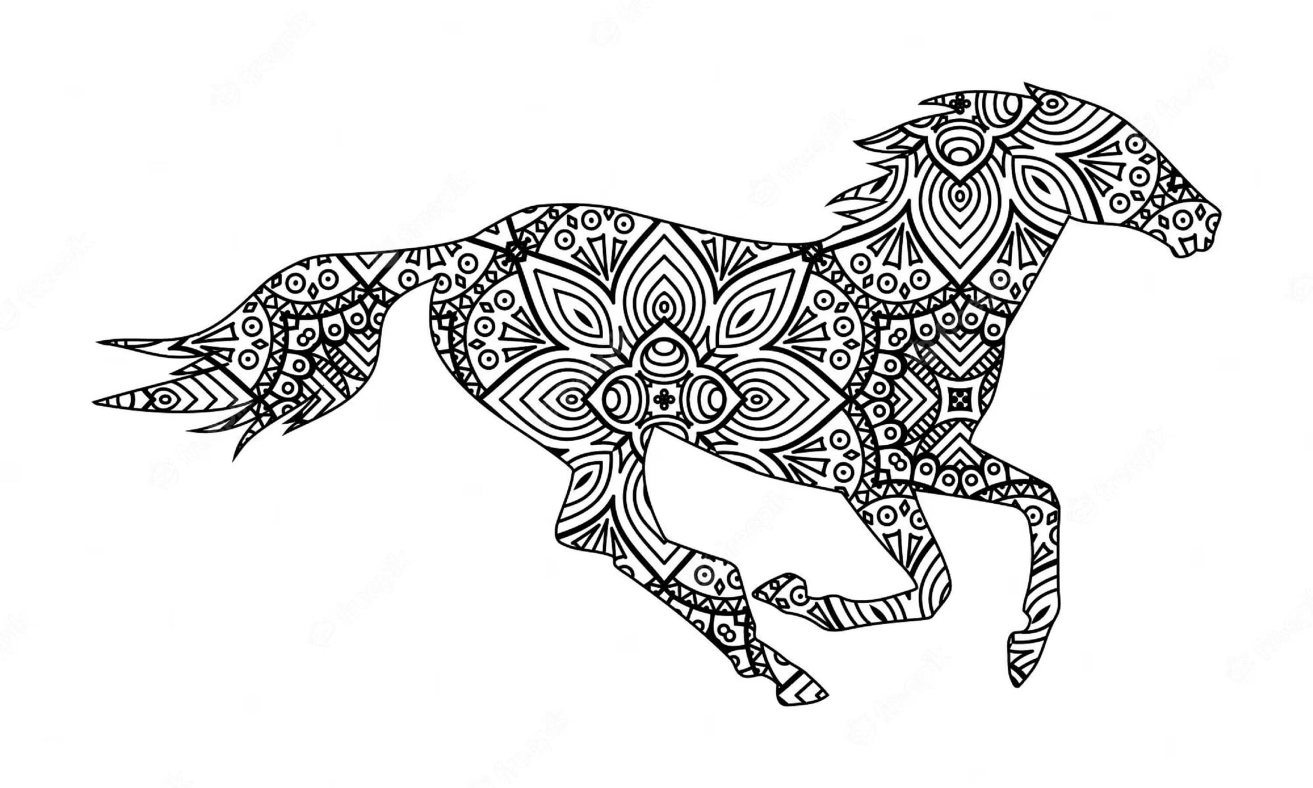Mandala Horse Coloring Page – Sheet 9 Mandala