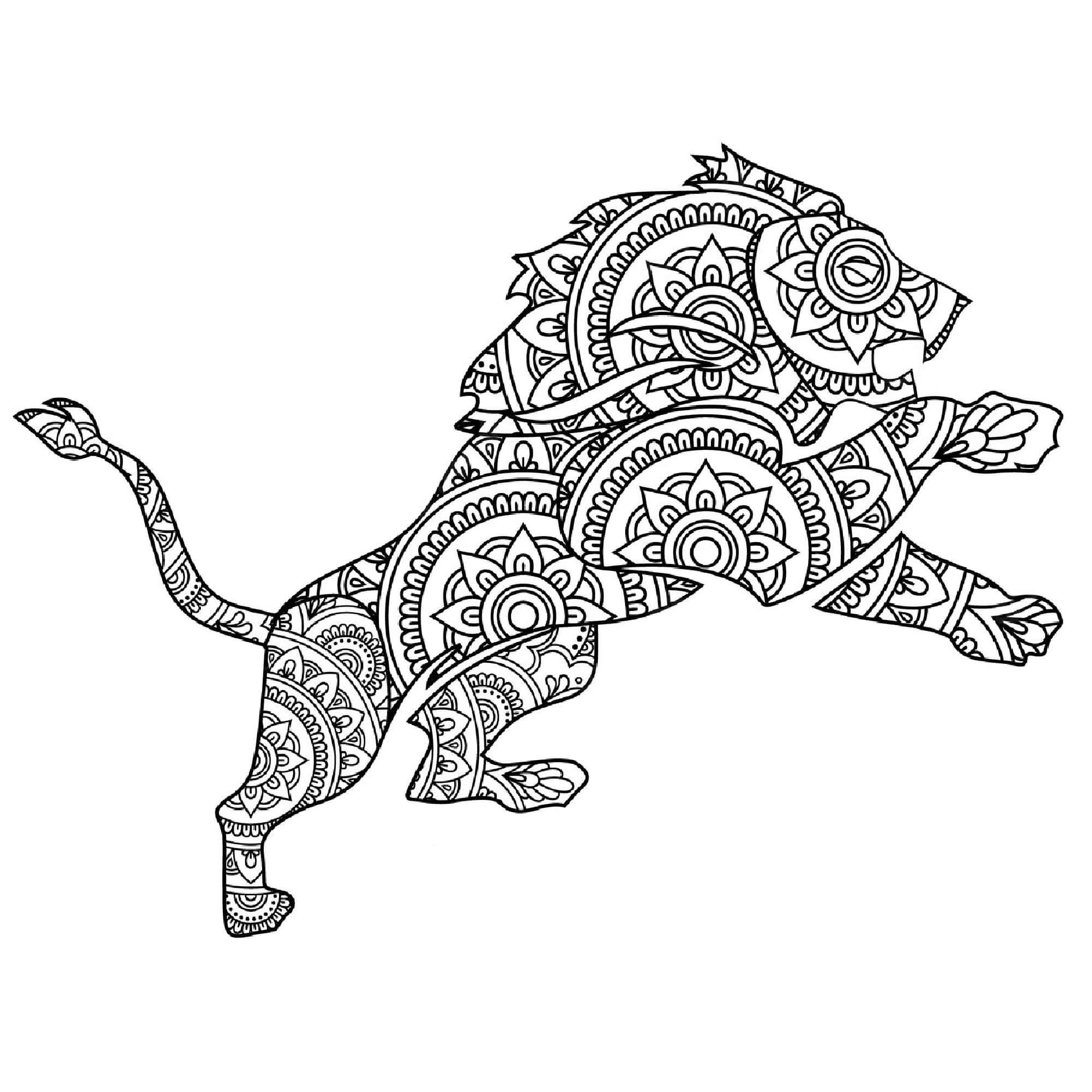 Mandala Lion Coloring Page - Sheet 12 Mandalas