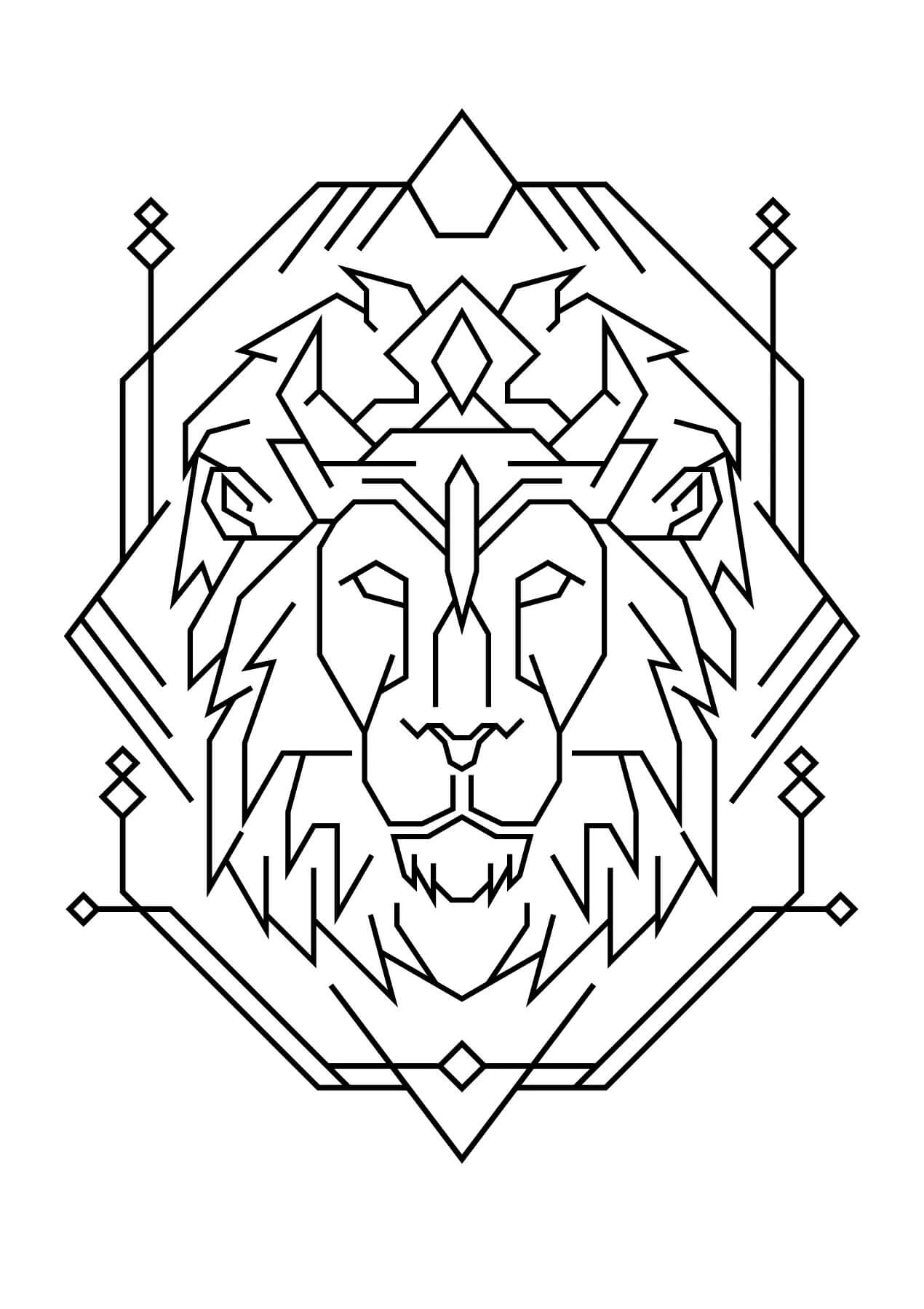 Mandala Lion Logo Coloring Page Mandalas
