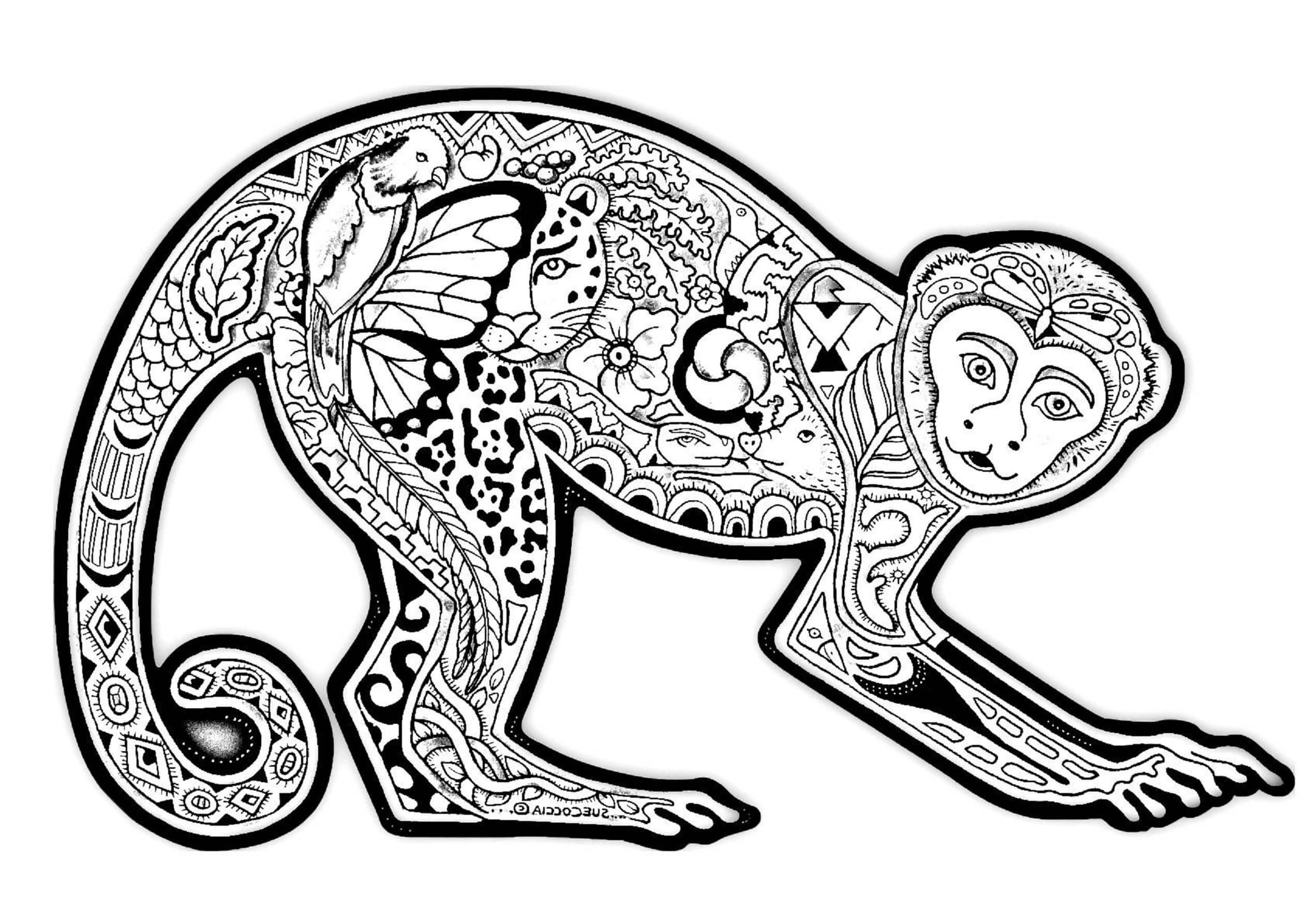 Mandala Monkey Coloring Page – Sheet 1 Mandala