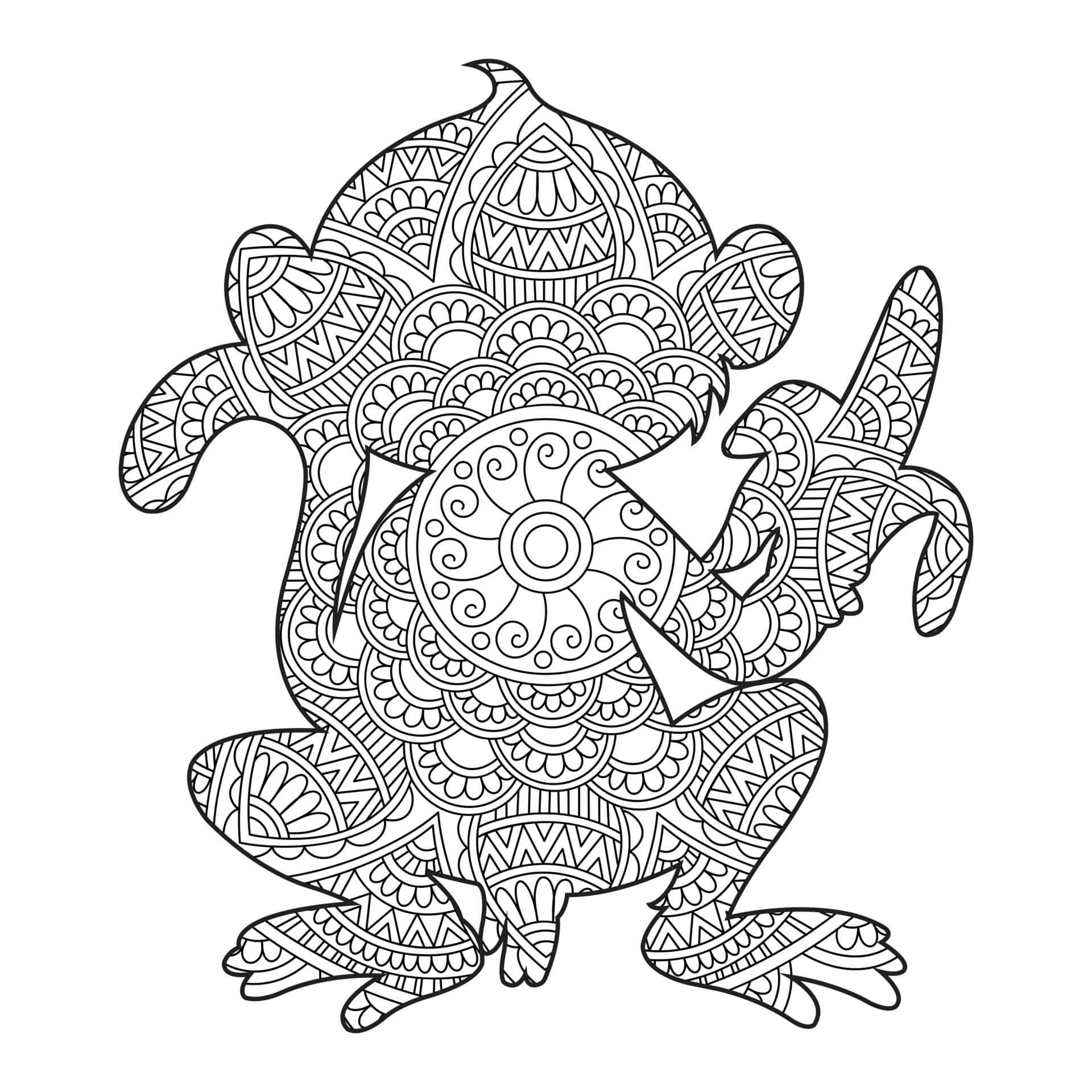 Mandala Monkey Coloring Page – Sheet 2 Mandala