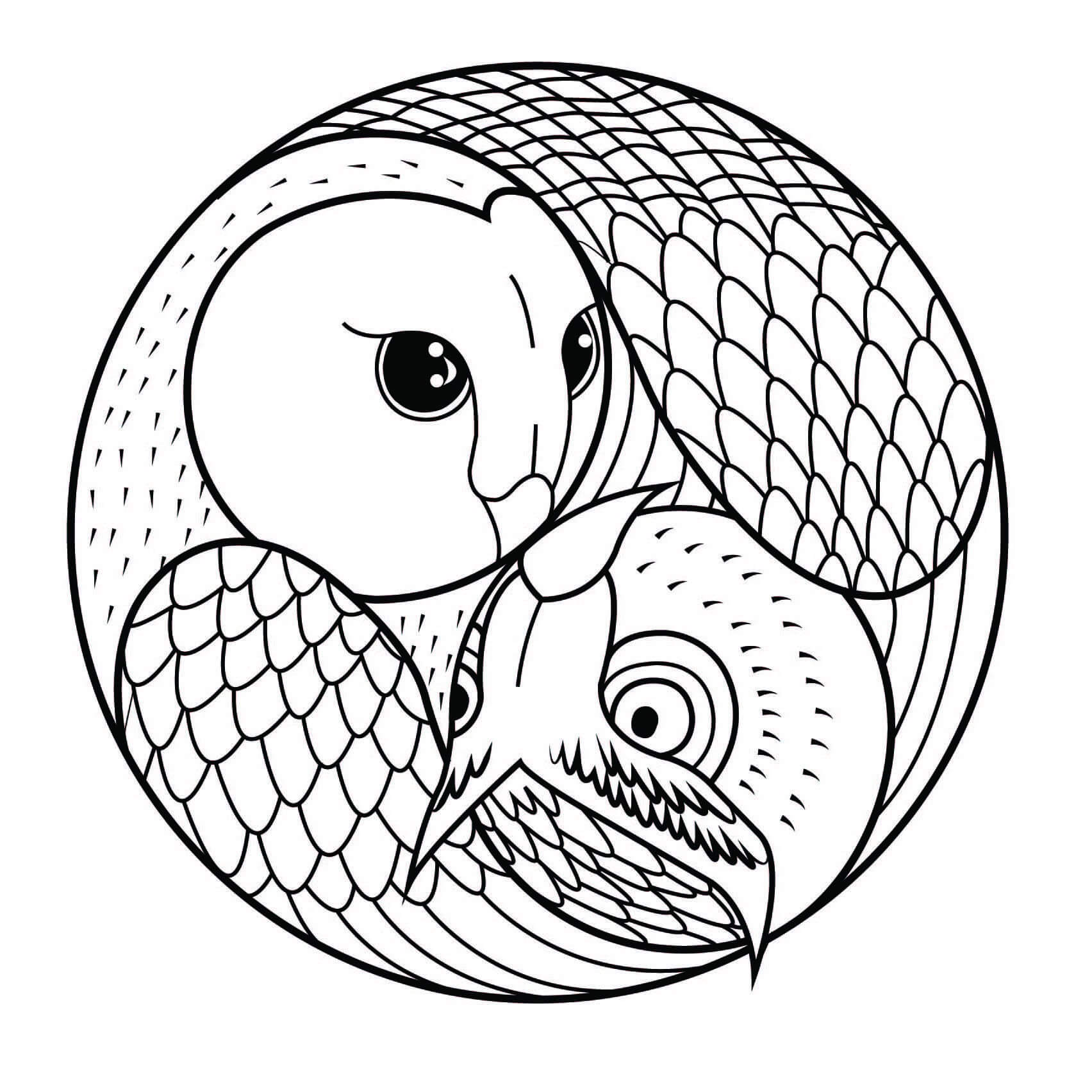 Mandala Owl Coloring Page - Sheet 2 Mandalas