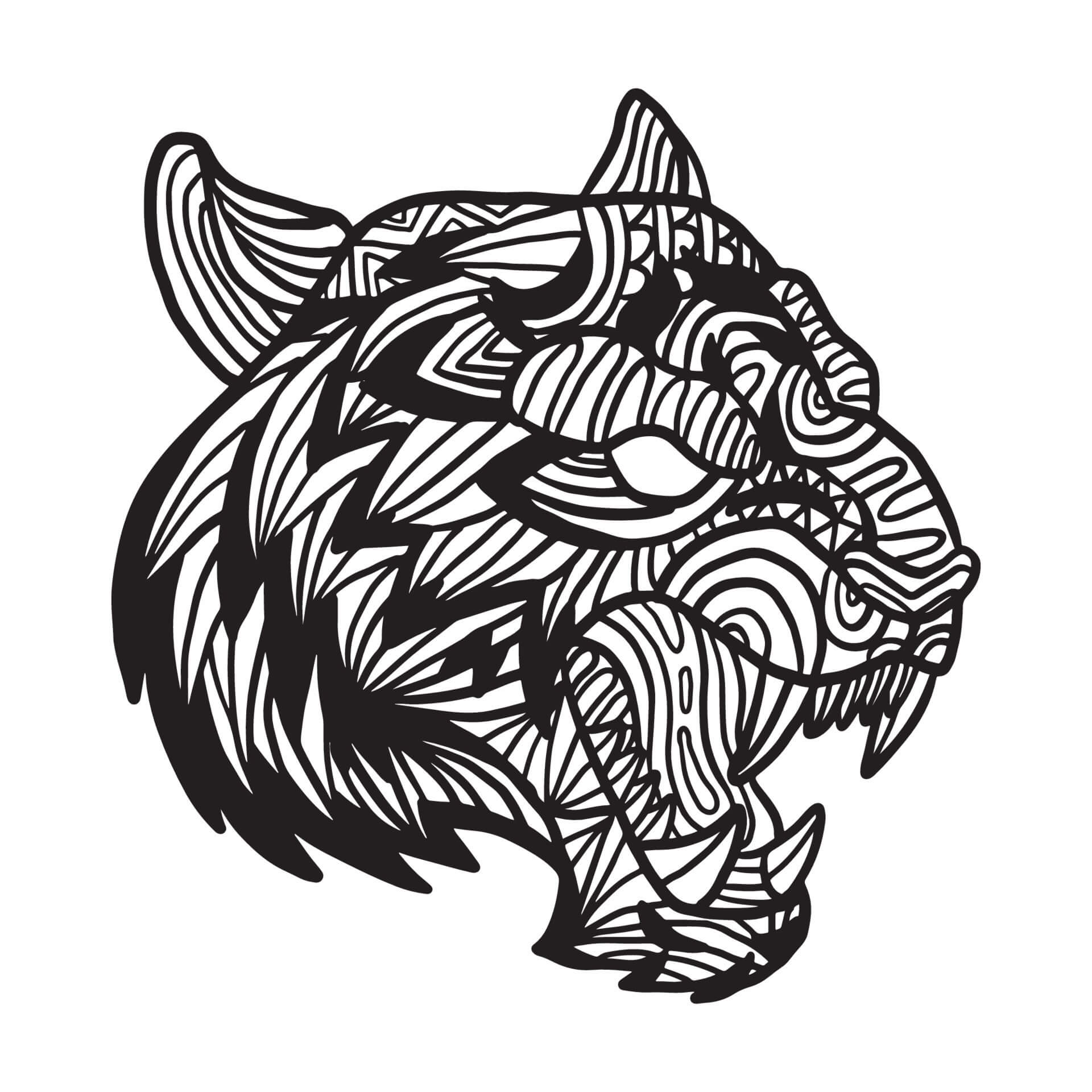 Mandala Scary Tiger Head Coloring Page Mandala