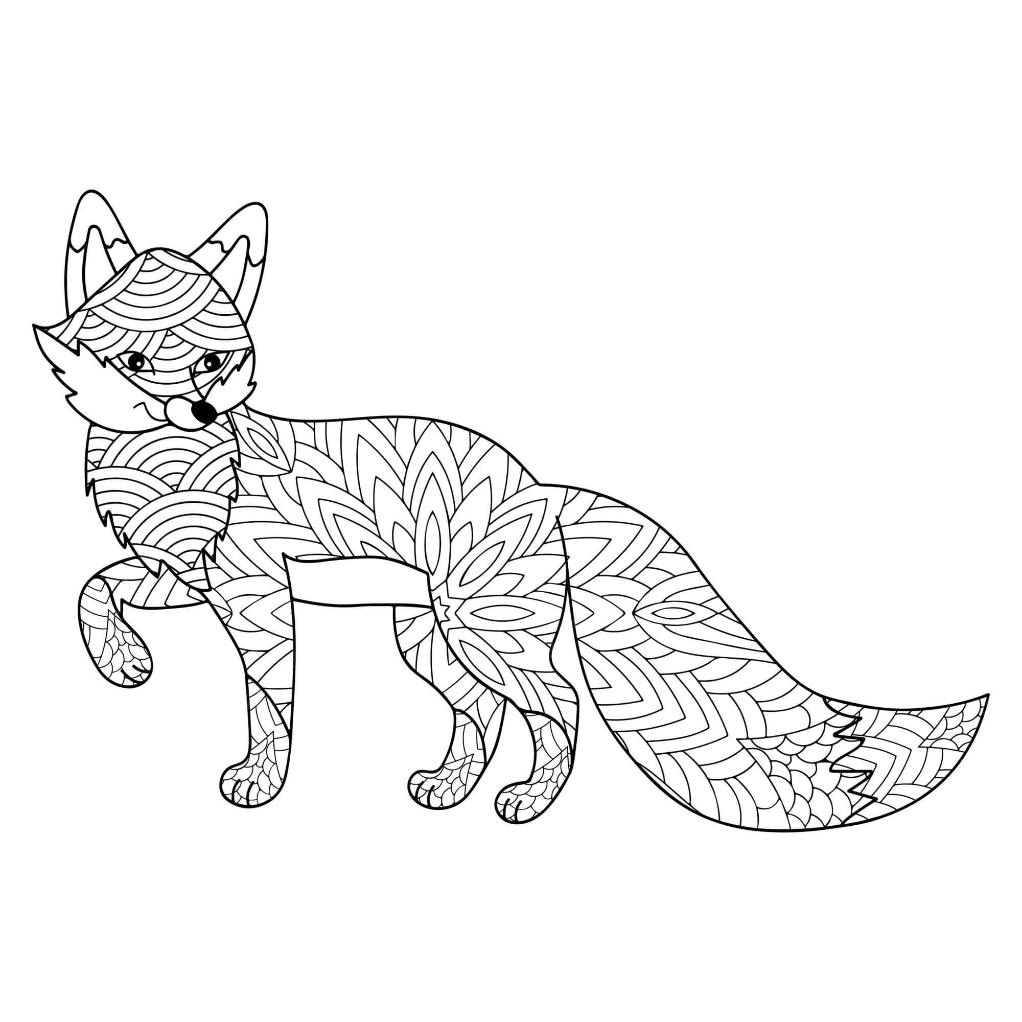 Mandala Smiling Fox Coloring Page Mandalas