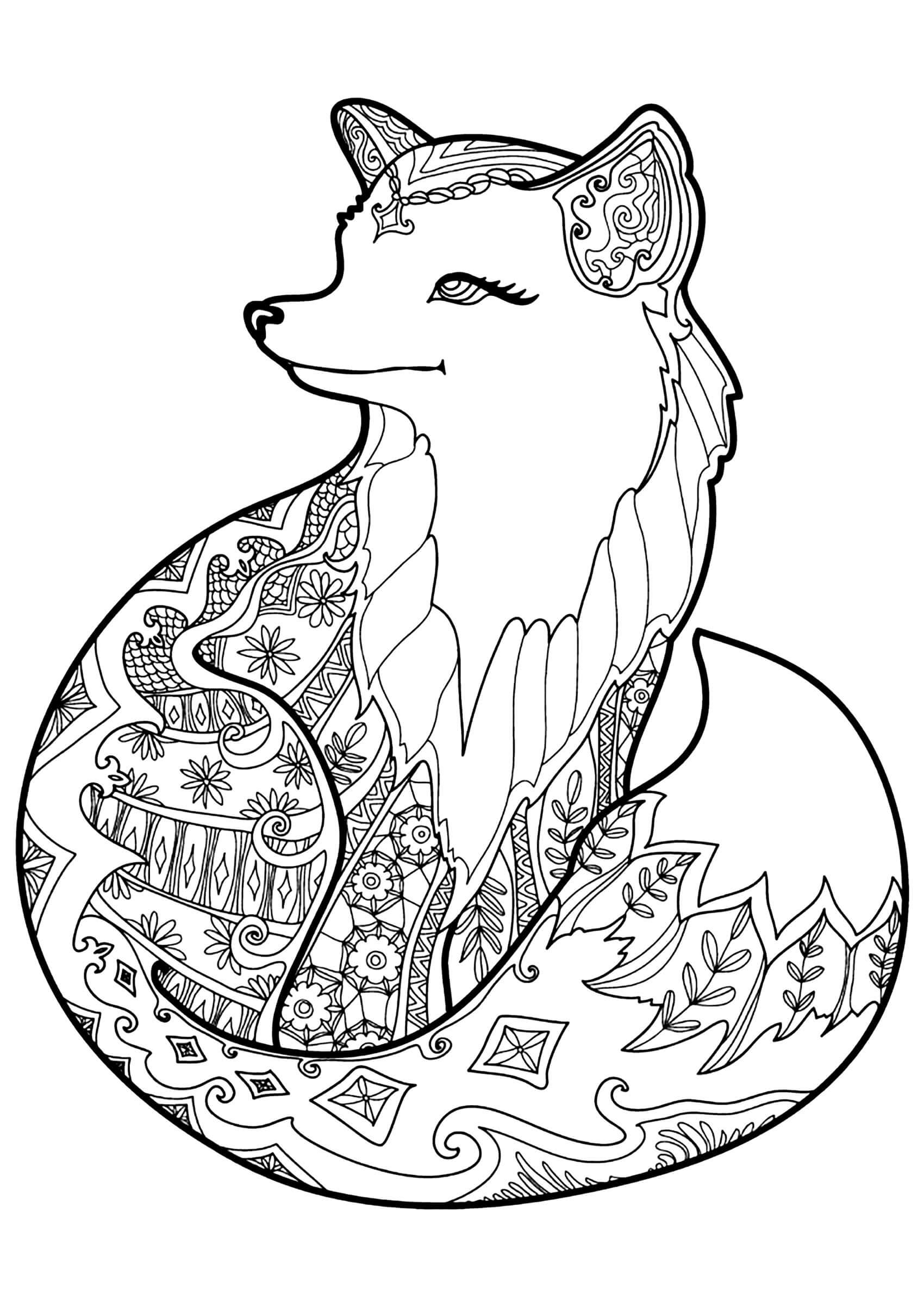 Mandala Sweet Fox Coloring Page Mandalas