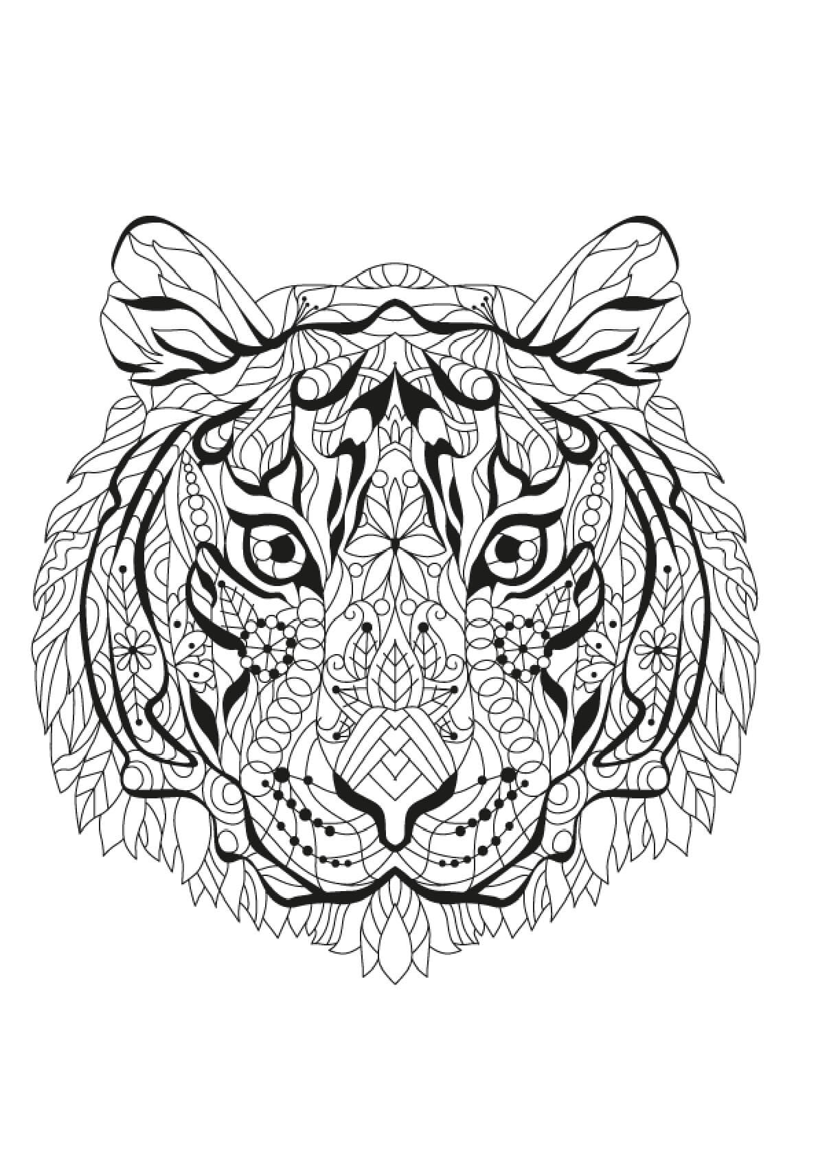 Mandala Tiger Coloring Page – Sheet 3 Mandala
