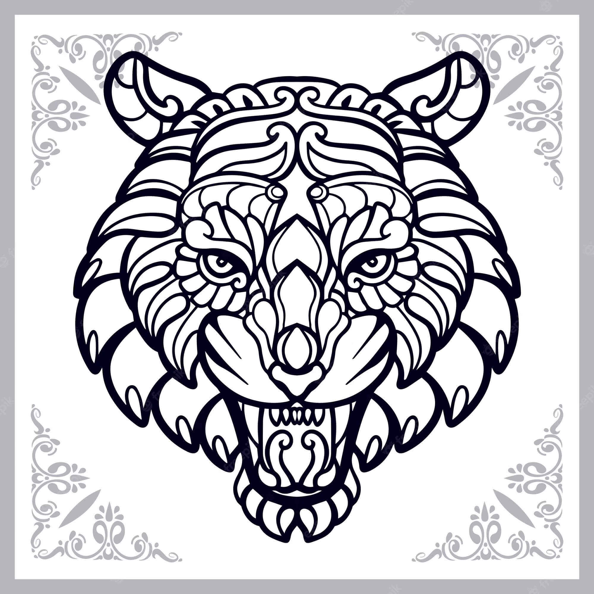 Mandala Tiger Coloring Page – Sheet 6 Mandala