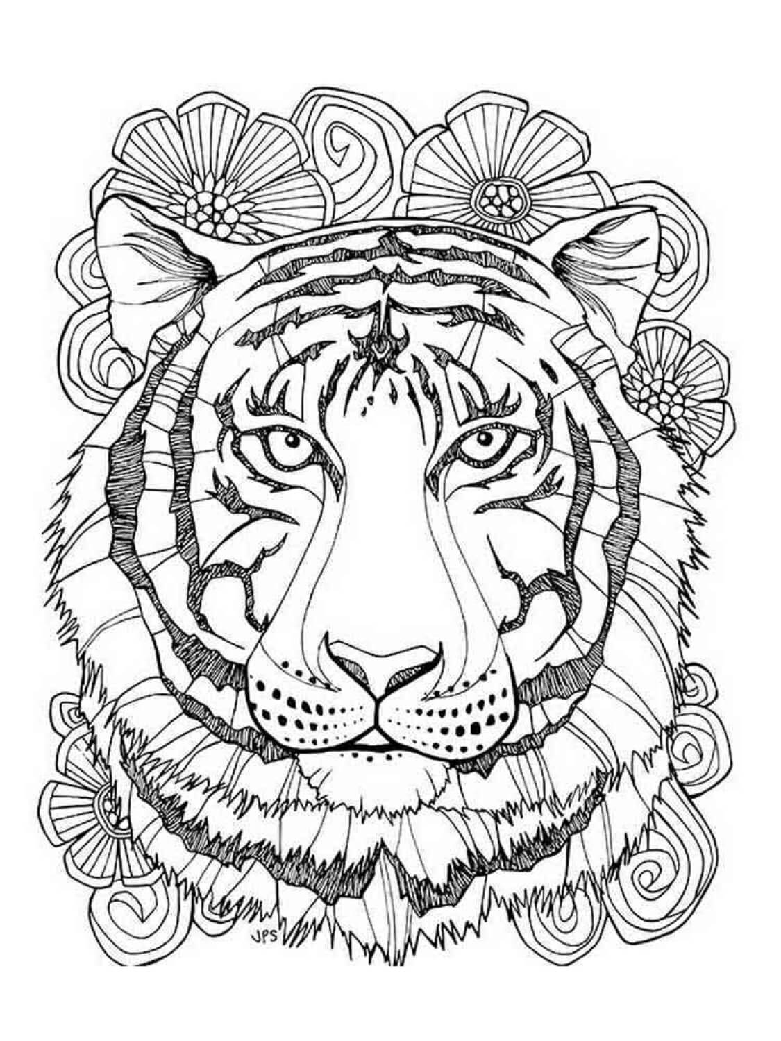 Mandala Tiger Coloring Page – Sheet 8 Mandala