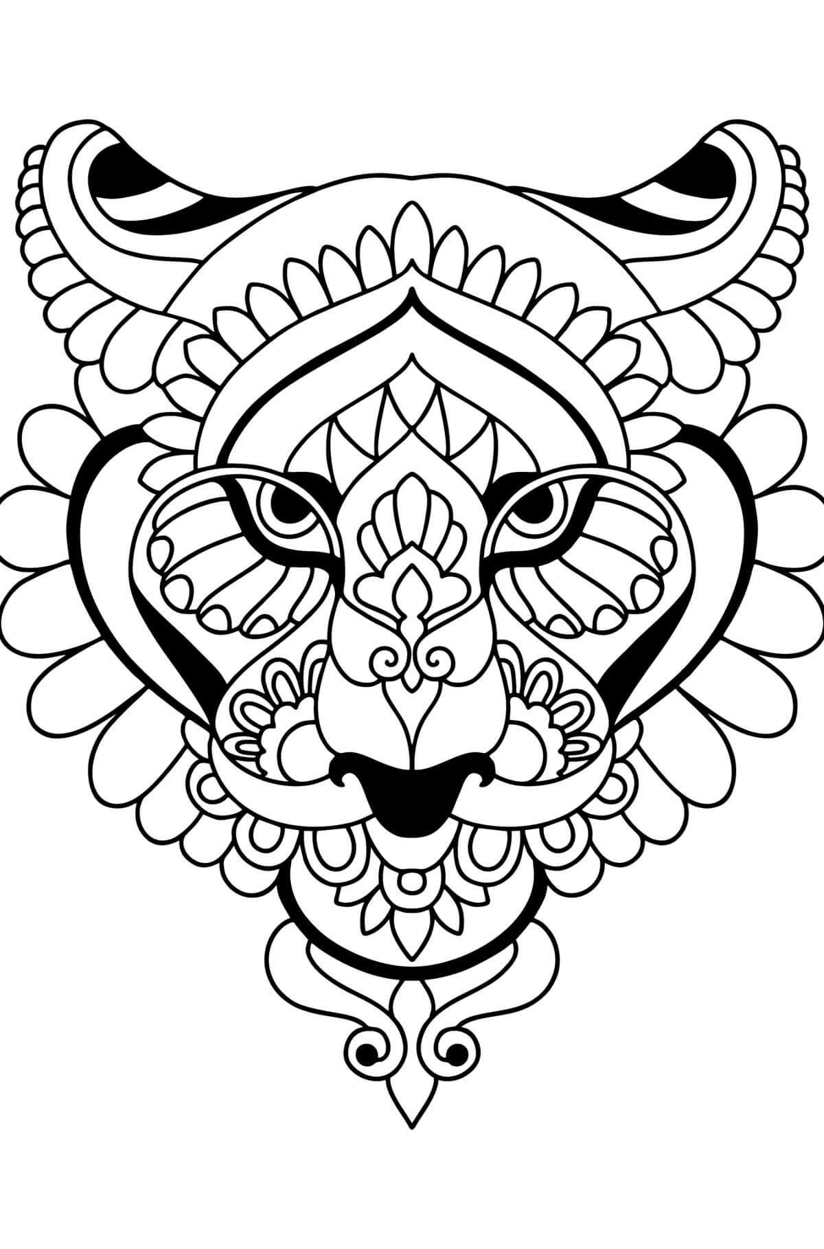 Mandala Tiger Face Coloring Page Mandala