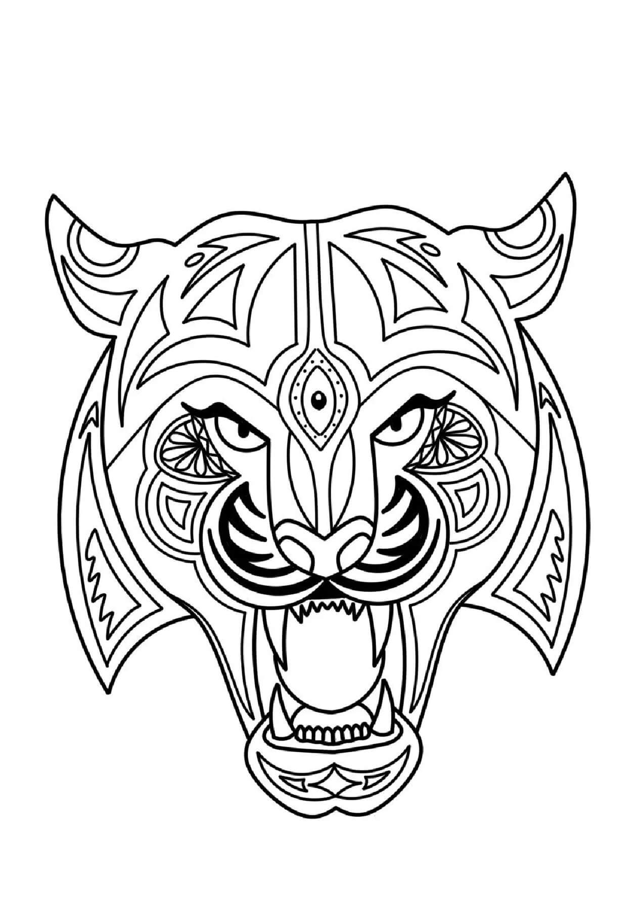 Mandala Tiger Mask Coloring Page Mandala