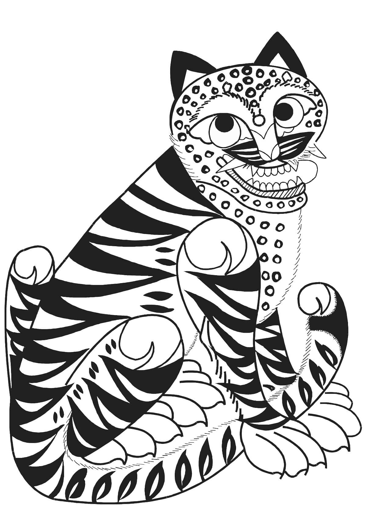 Mandala Tiger Sitting Coloring Page Mandalas