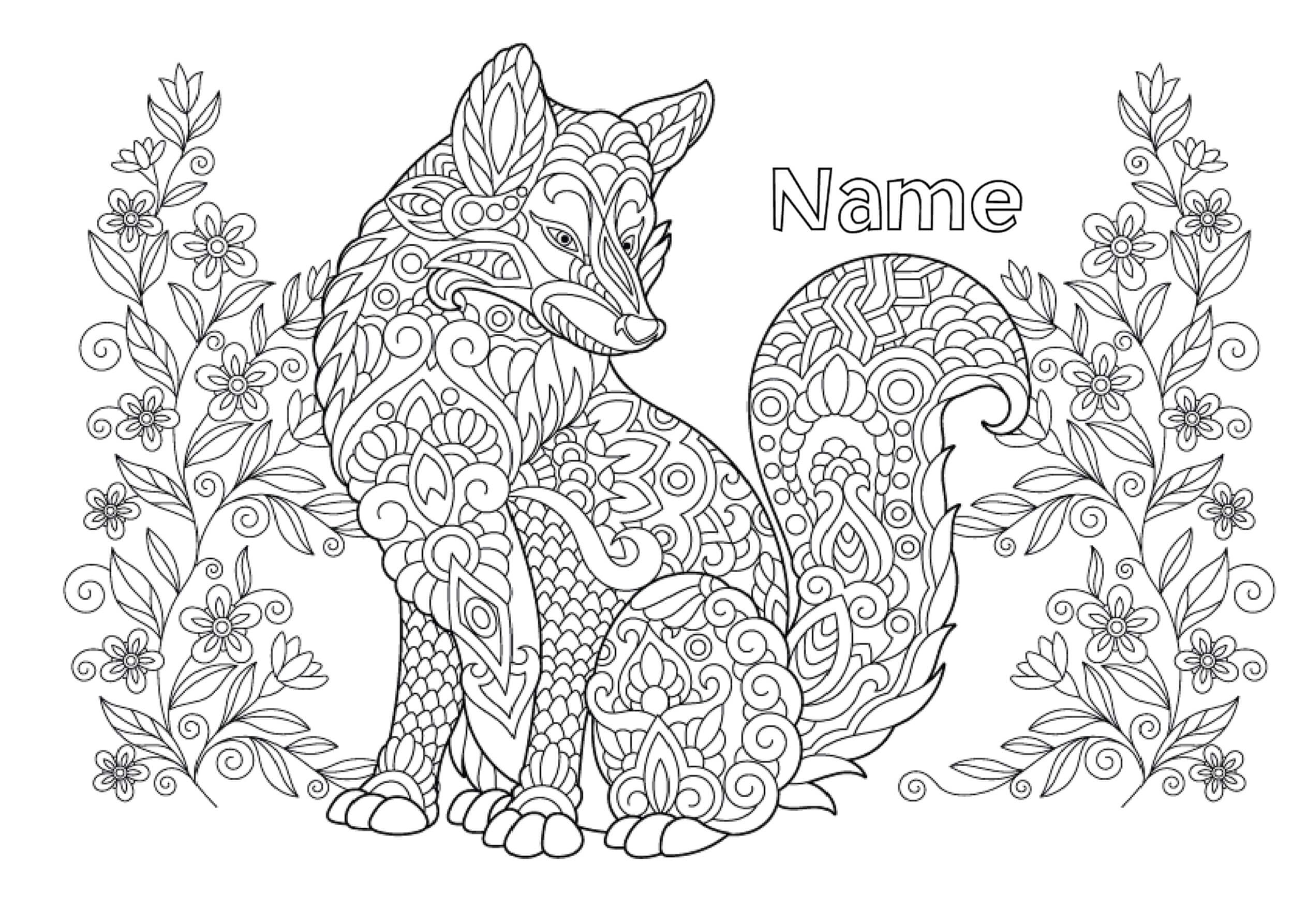 Mandala Wolf With Leaves Coloring Page Mandala