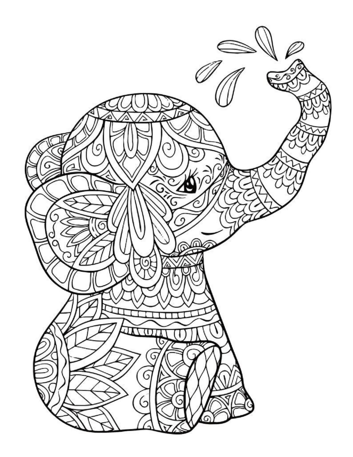 Coloriage Mandala: Bébé éléphant Mandalas