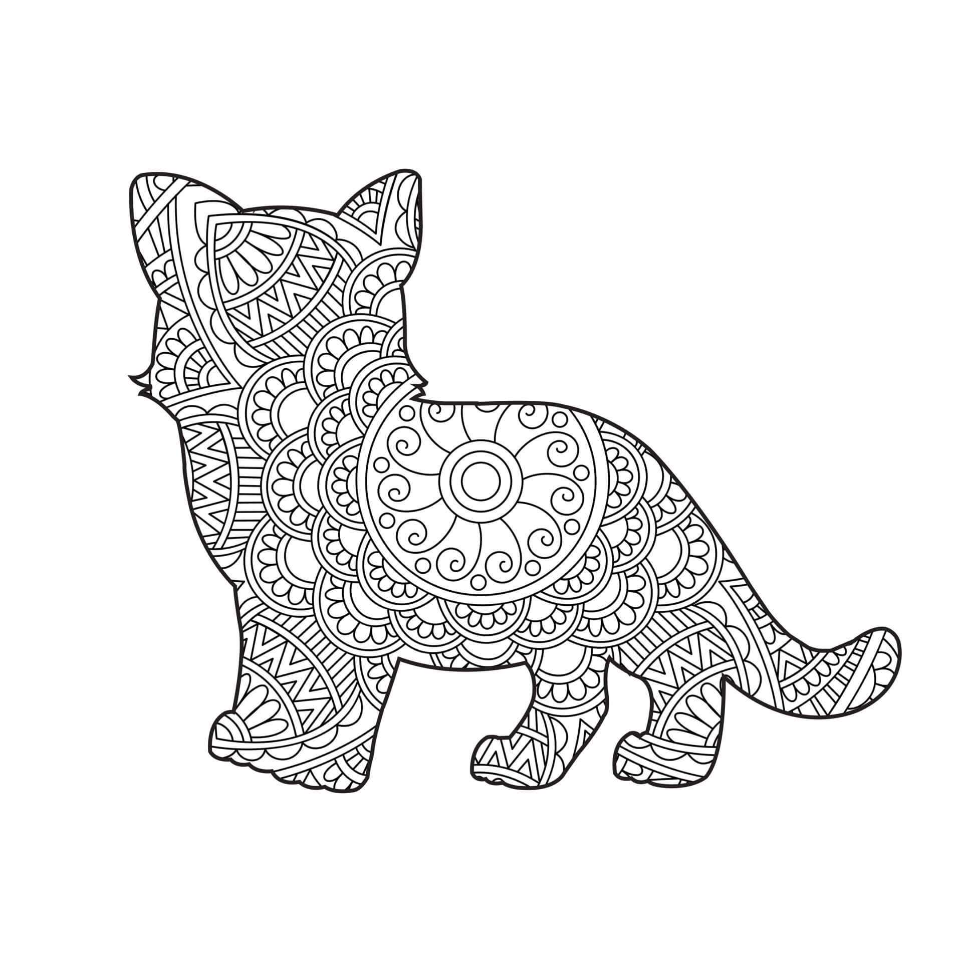 Coloriage Mandala: Chat Feuille 10 Mandalas