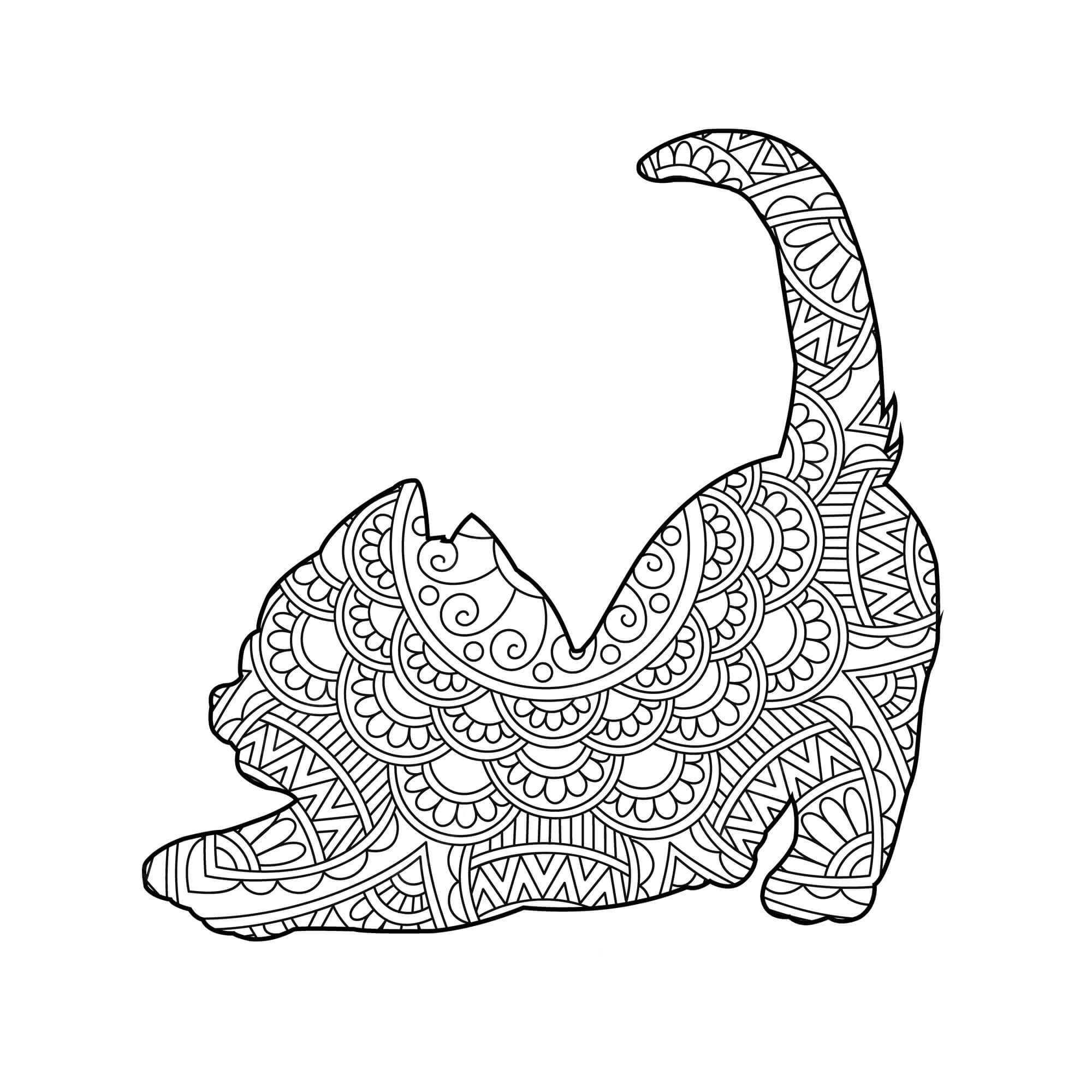 Coloriage Mandala: Chat Feuille 16 Mandalas