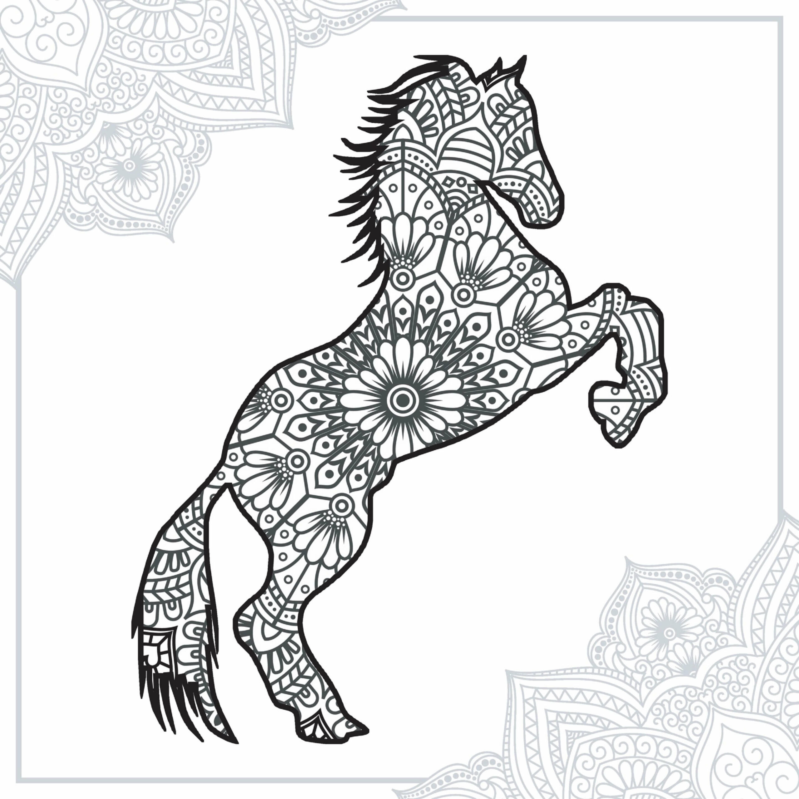 Coloriage Mandala: Cheval cool Mandalas