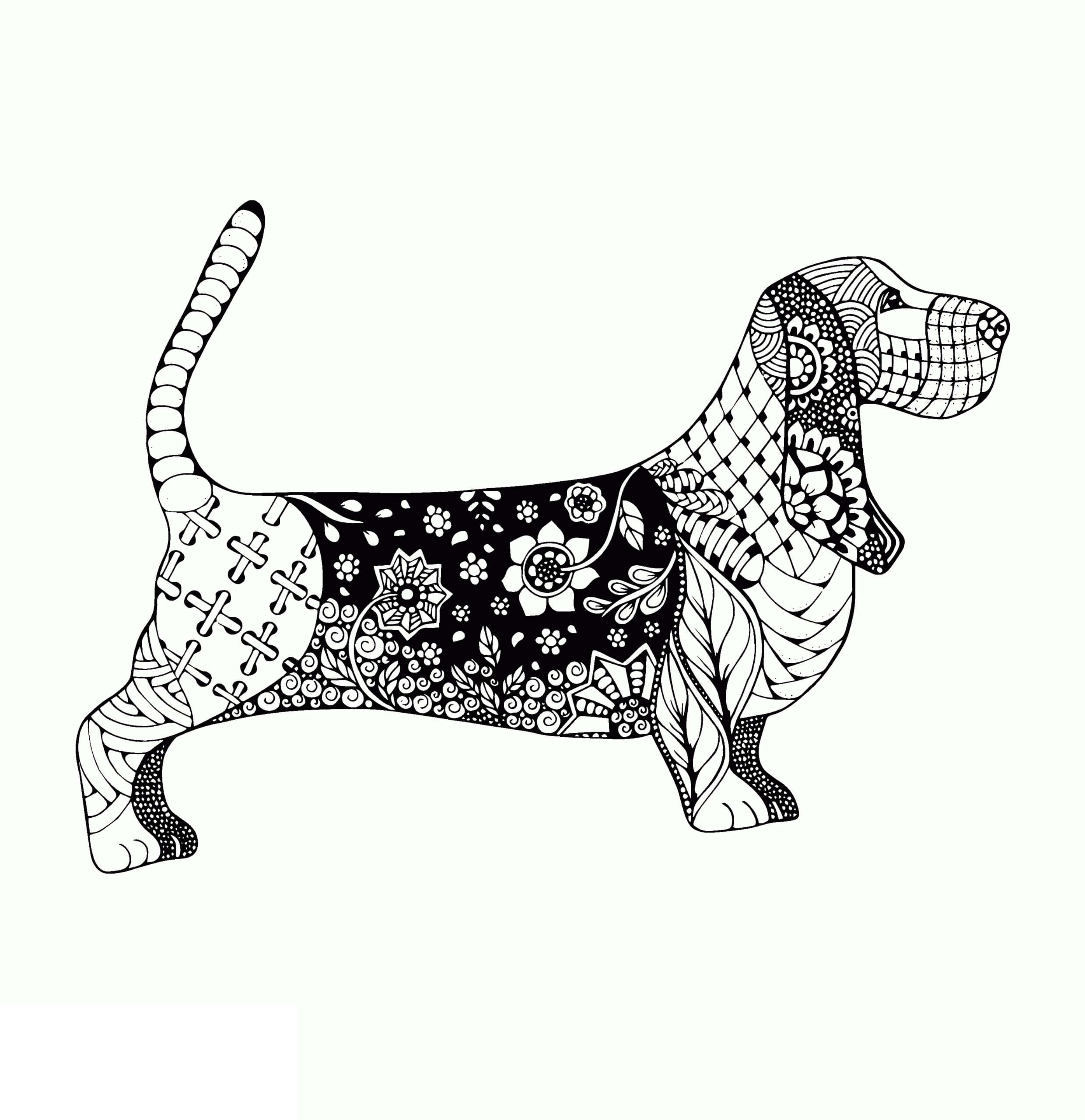 Coloriage Mandala: Chien blaireau Mandala