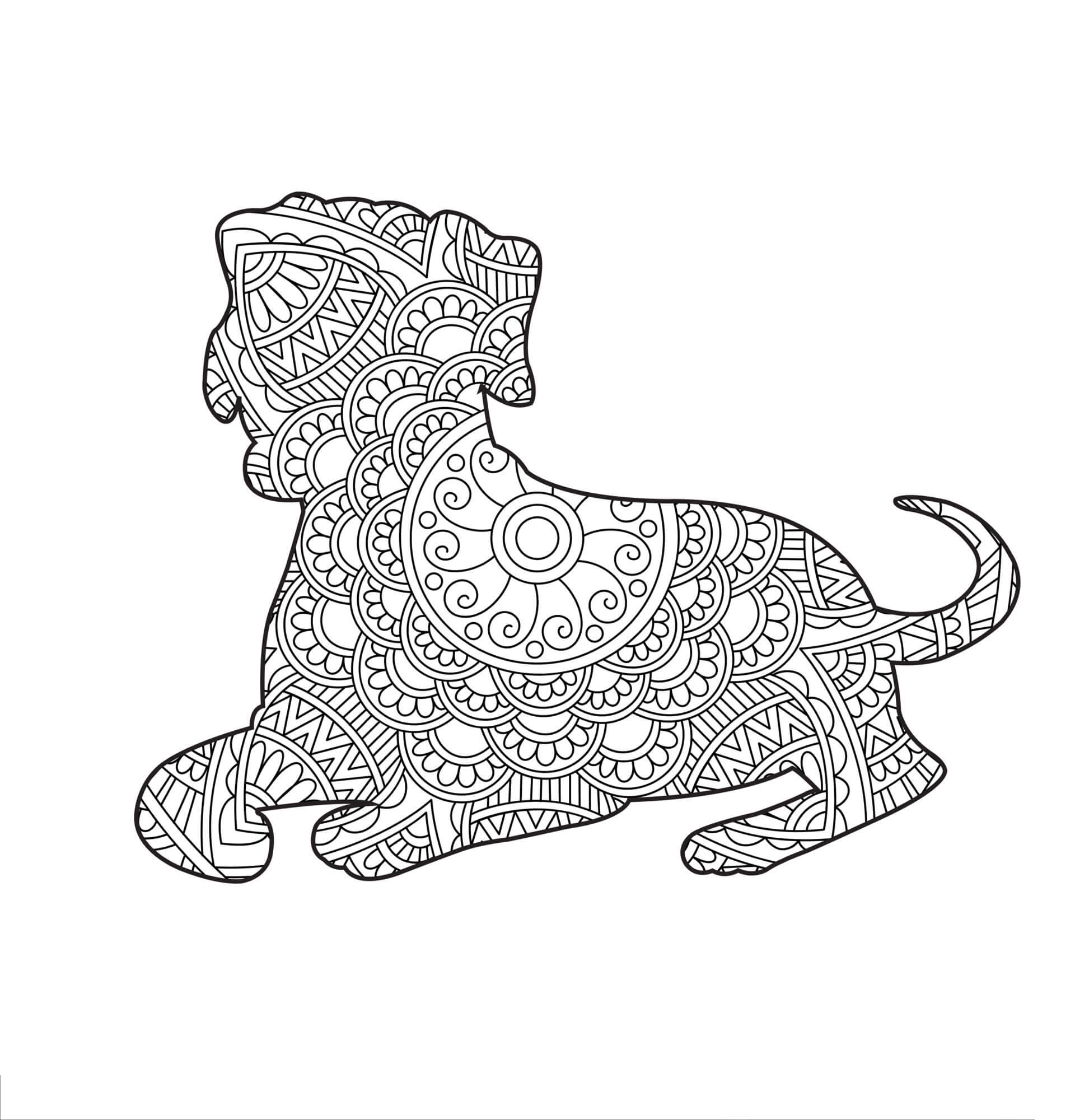 Coloriage Mandala: Chien feuille 10 Mandala
