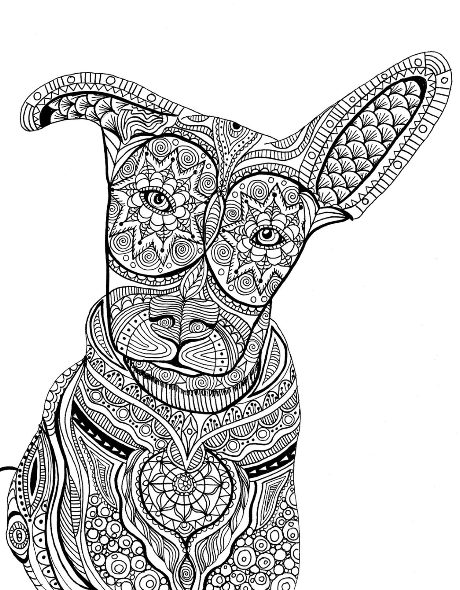 Coloriage Mandala: Chien feuille 15 Mandala