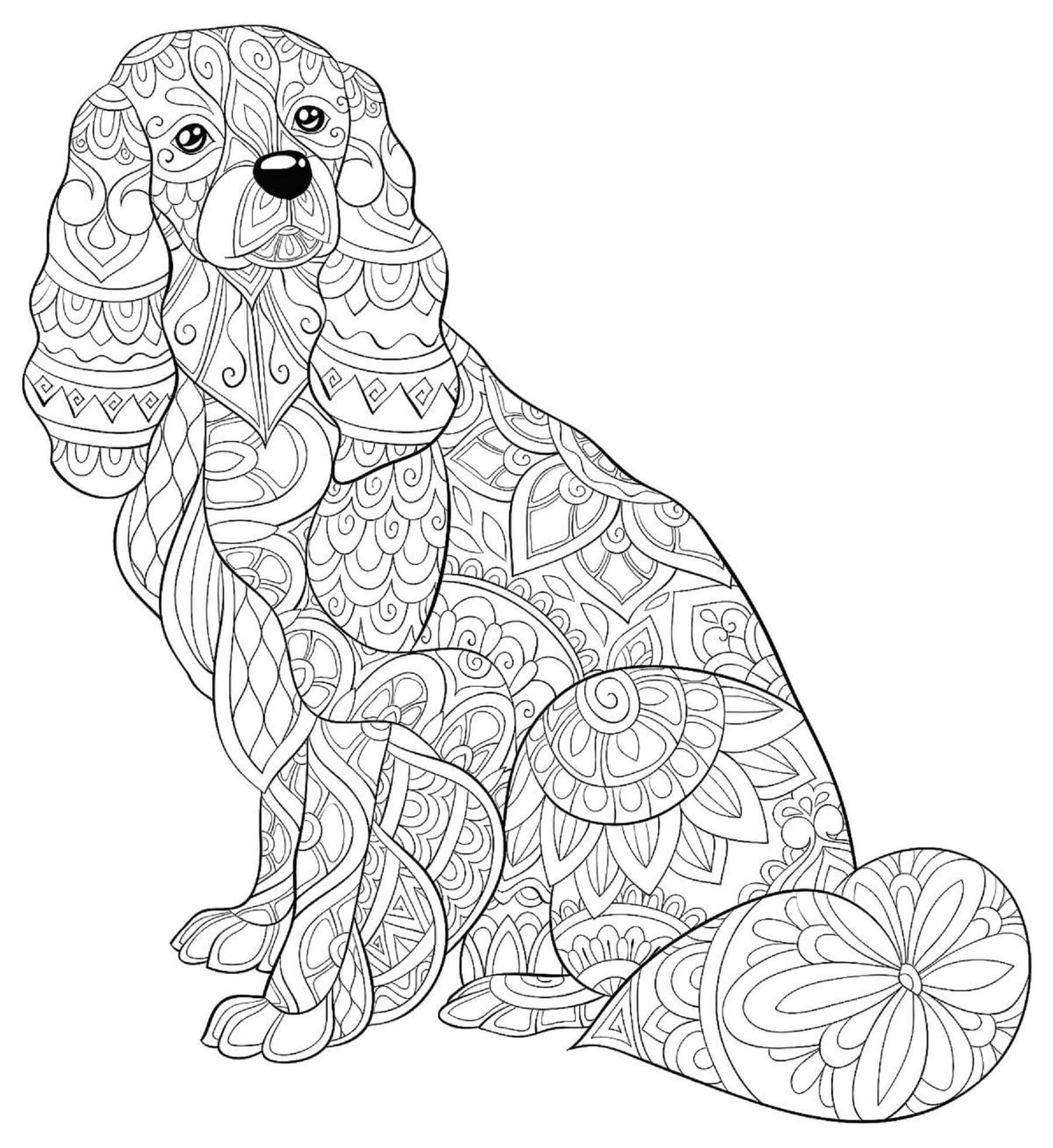 Coloriage Mandala: Chien feuille 3 Mandala