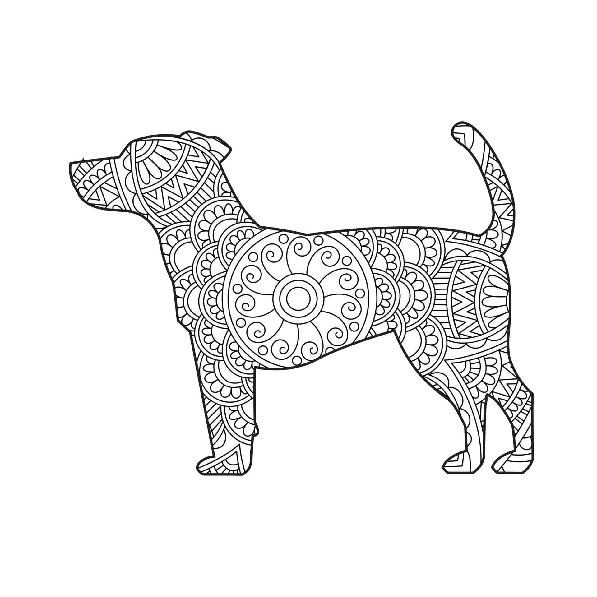 Coloriage Mandala: Chien feuille 4 Mandala