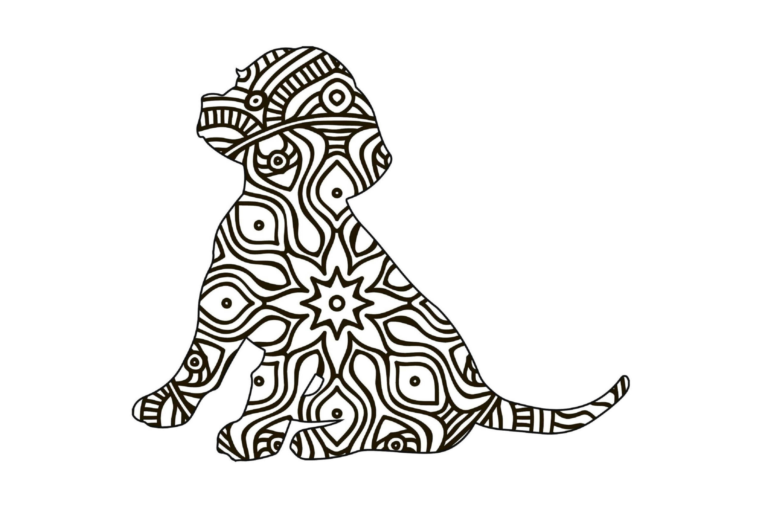 Coloriage Mandala: Chien feuille 7 Mandala